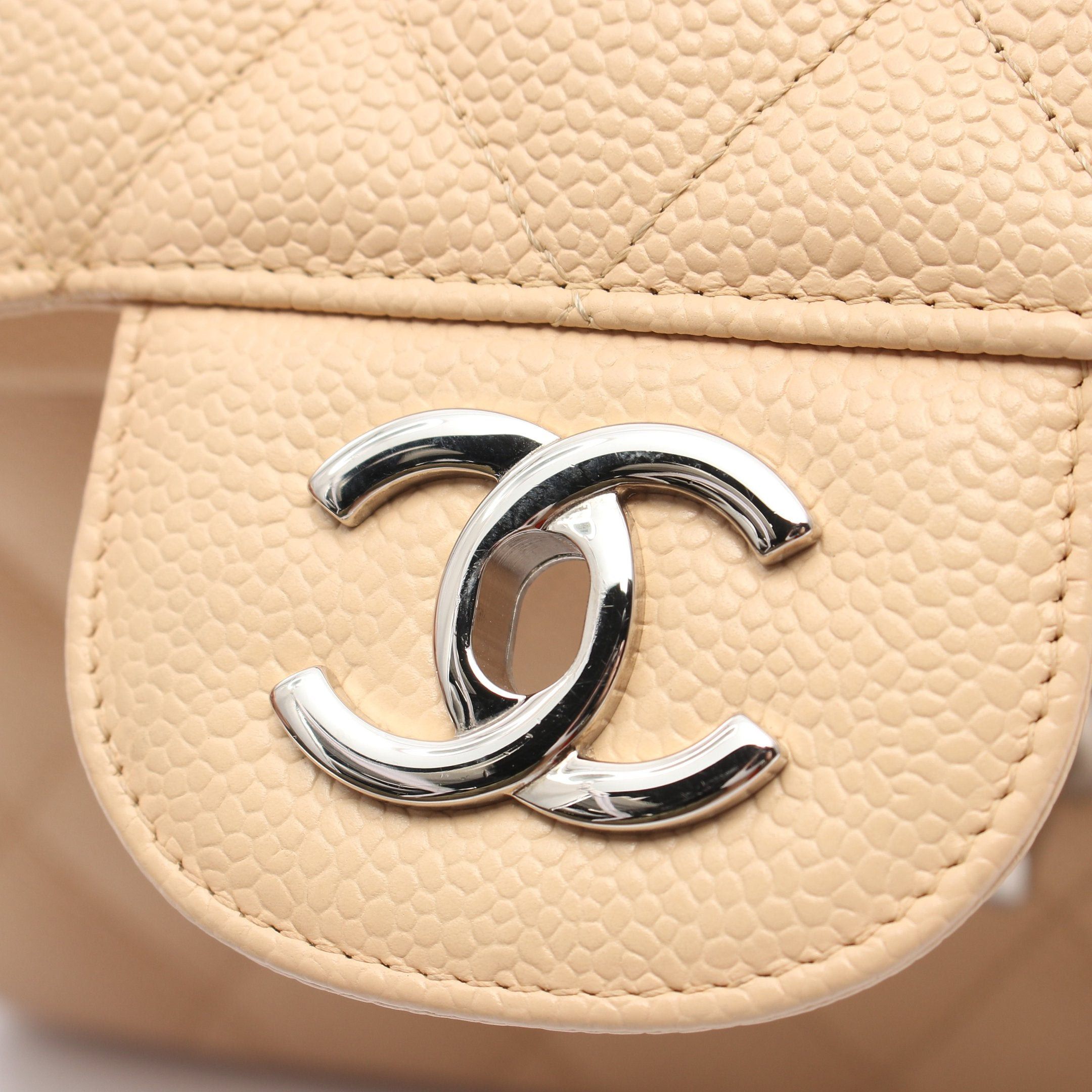 Chanel Chanel Decamatlassé 30 Classic Large Double Flap Chain Shoulder Bag Caviar Skin Beige · Size ONE SIZE - 8 Thumbnail