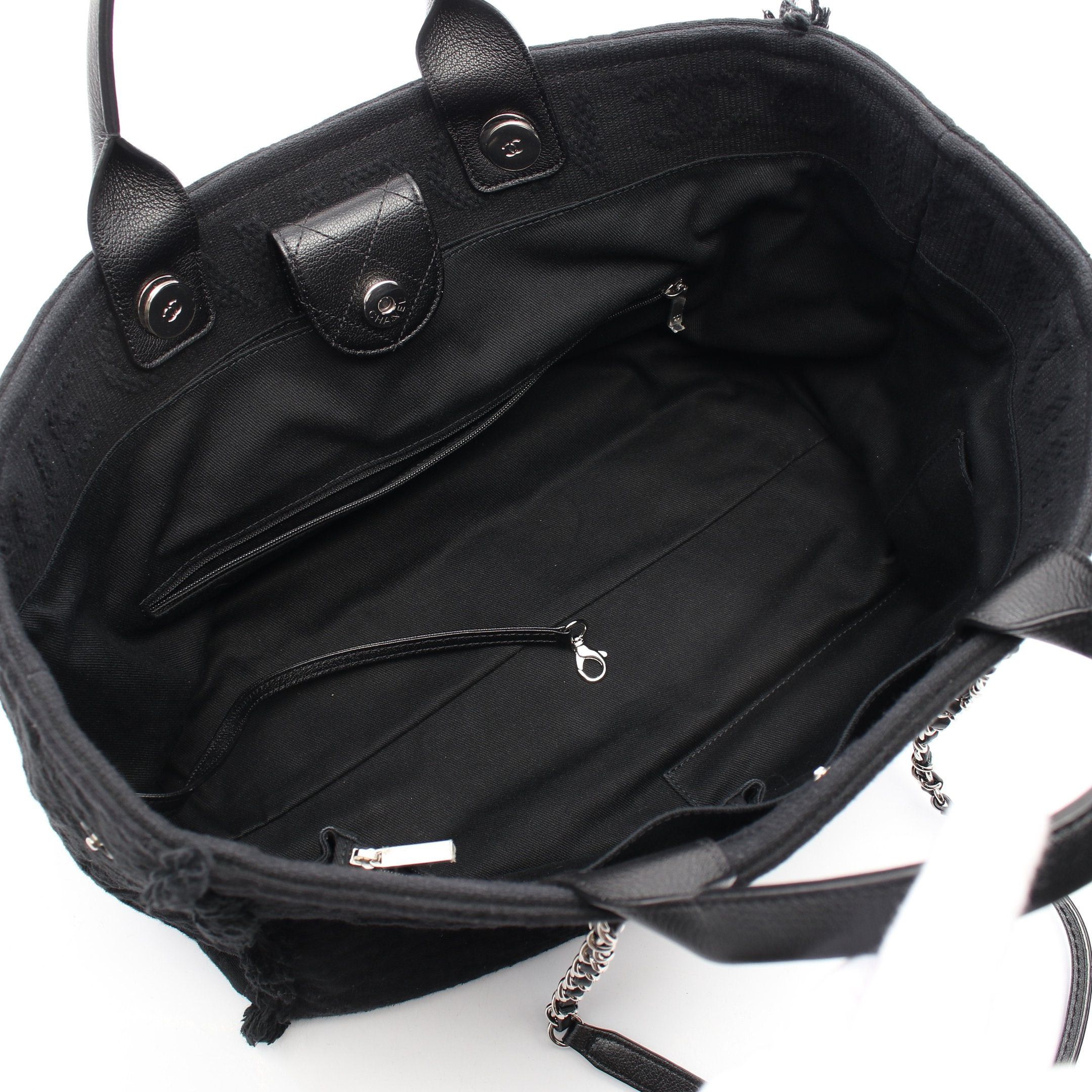 Chanel Chanel Coco Mark Shoulder Bag Tote Fabric Leather Black Silver Hardware Size ONE SIZE - 3 Thumbnail