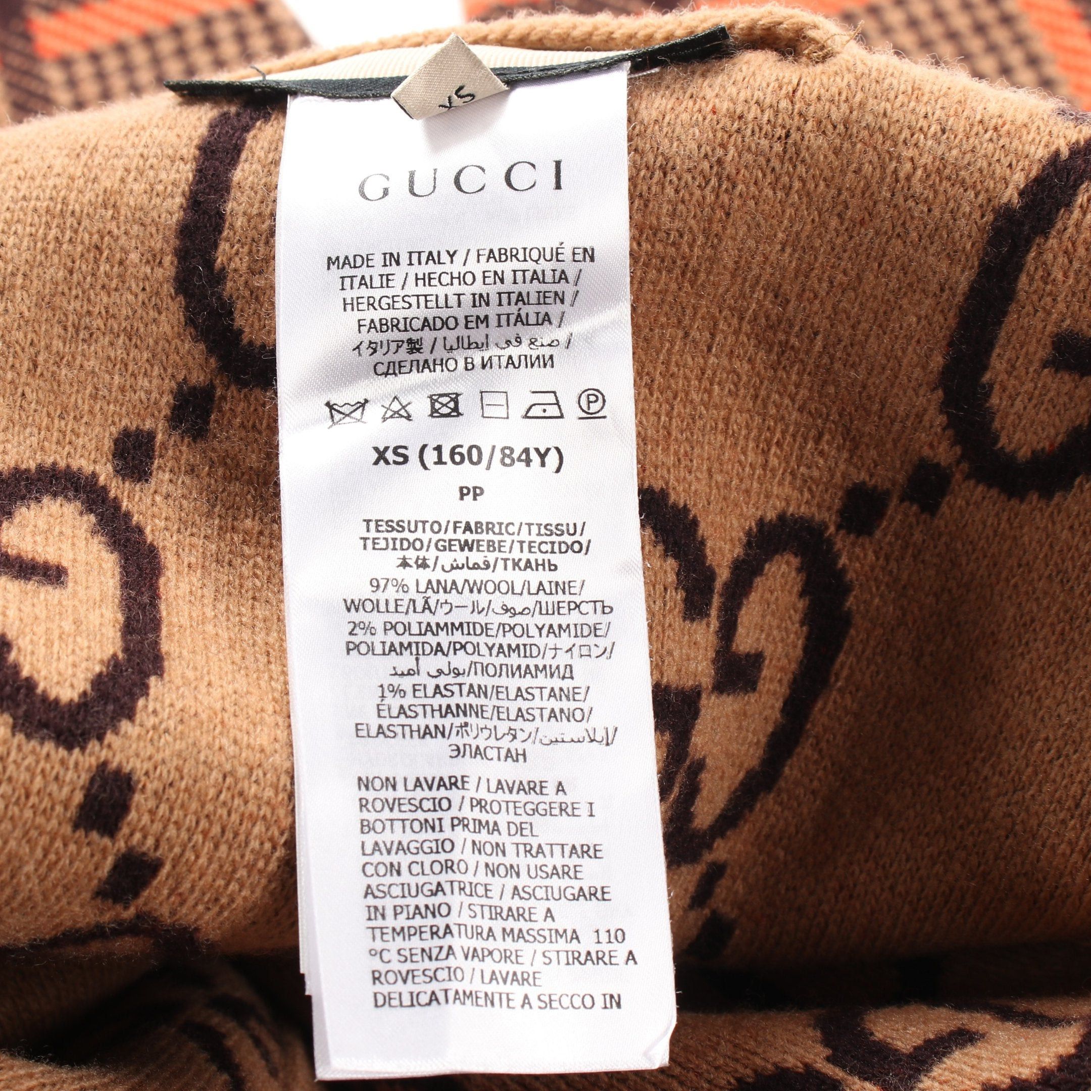 Gucci Gucci Gg Pattern Cardigan Glen Check Wool Light Brown Dark Orange Reversible Size ONE SIZE - 5 Thumbnail