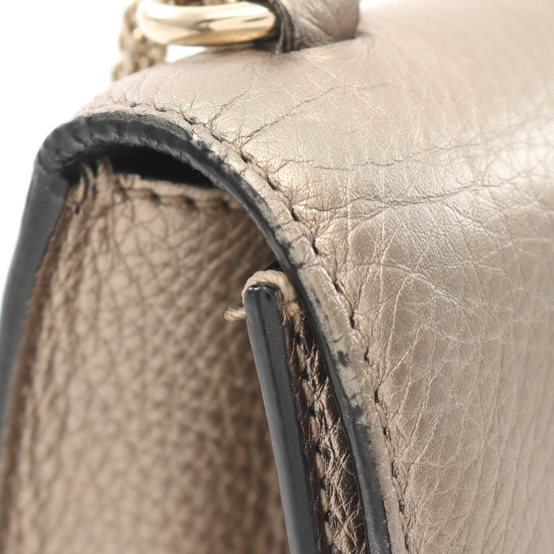 Valentino Valentino Rockstud Double Chain Shoulder Bag Leather Gray Beige Metallic Size ONE SIZE - 8 Thumbnail
