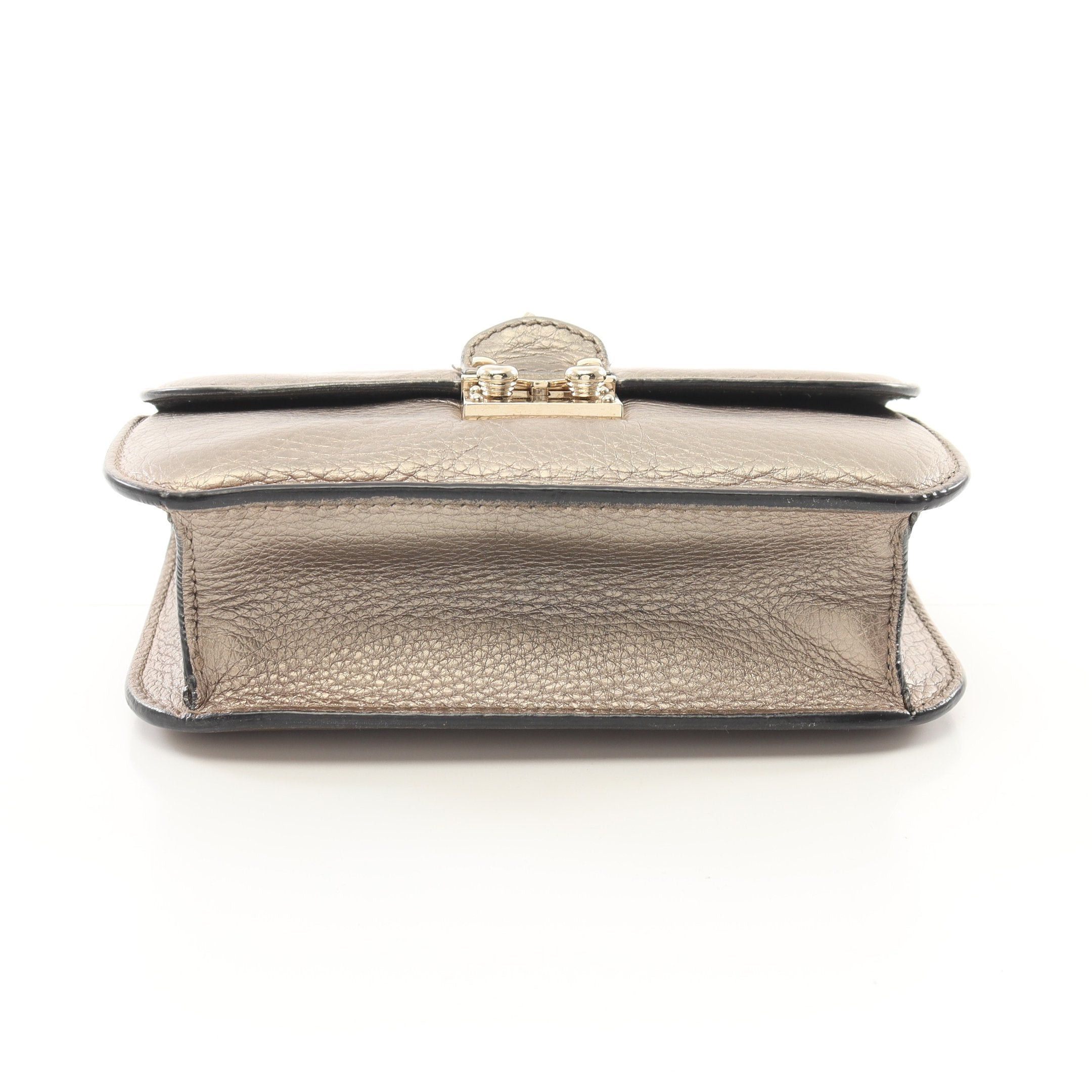 Valentino Valentino Rockstud Double Chain Shoulder Bag Leather Gray Beige Metallic Size ONE SIZE - 12 Thumbnail