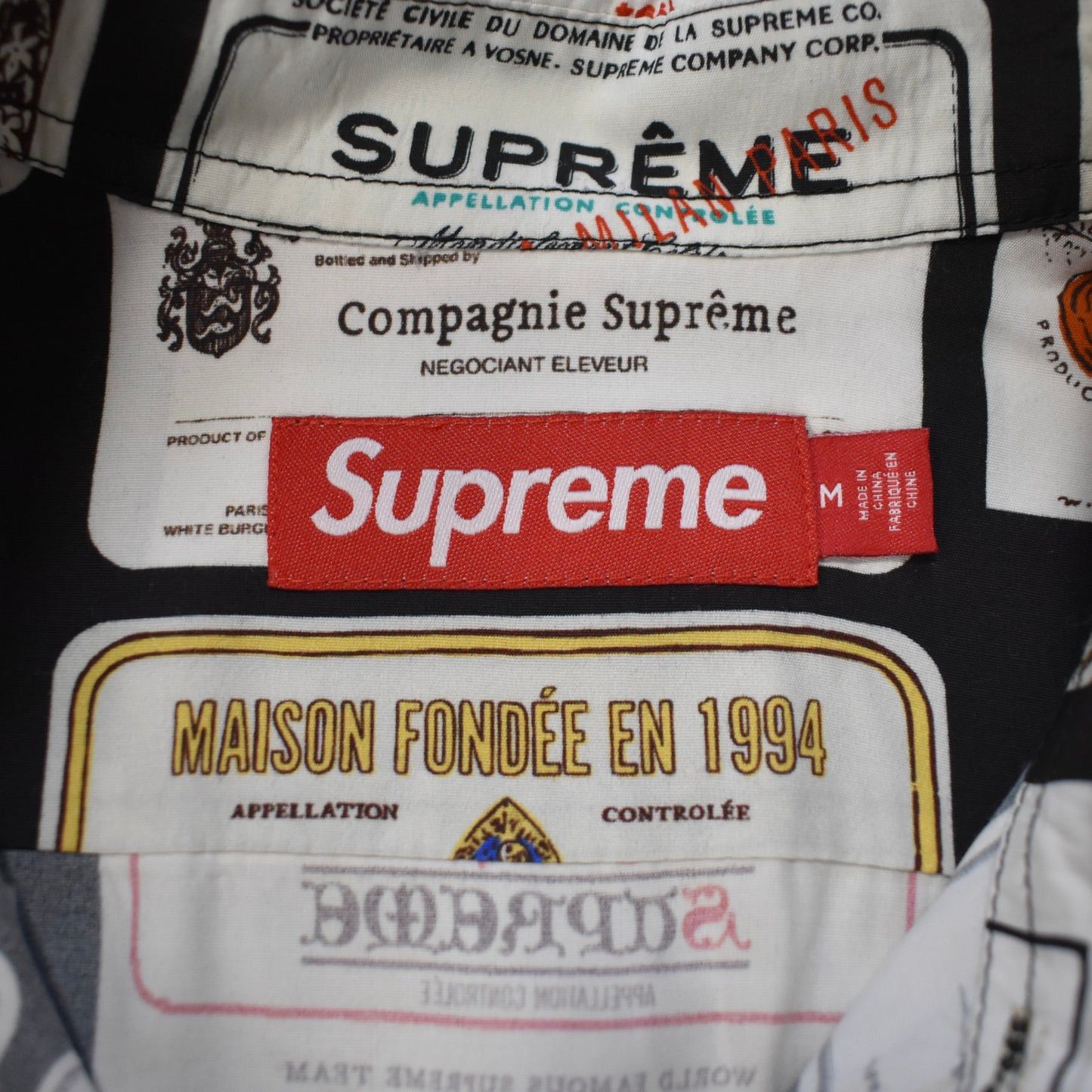 Supreme Supreme Wine Labels Allover Print Viscose Shirt Size US M / EU 48-50 / 2 - 3 Thumbnail