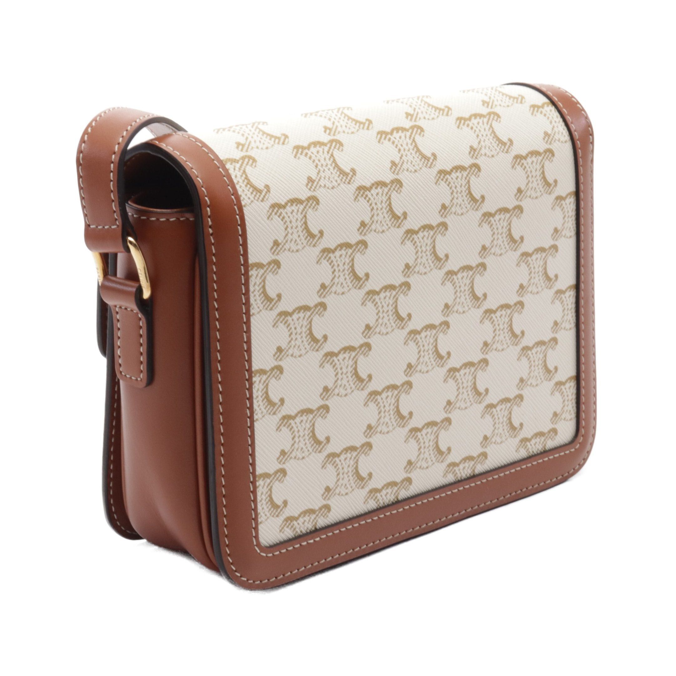 Celine Celine Teen Triomphe Shoulder Bag Leather Off White Brown Size ONE SIZE - 2 Thumbnail