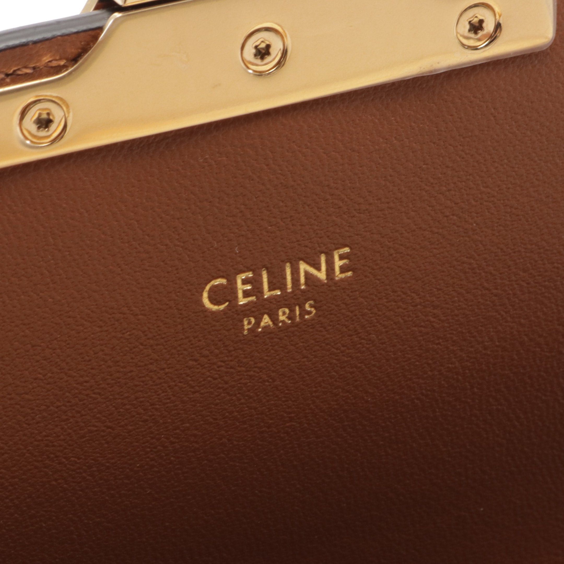 Celine Celine Teen Triomphe Shoulder Bag Leather Off White Brown Size ONE SIZE - 4 Thumbnail