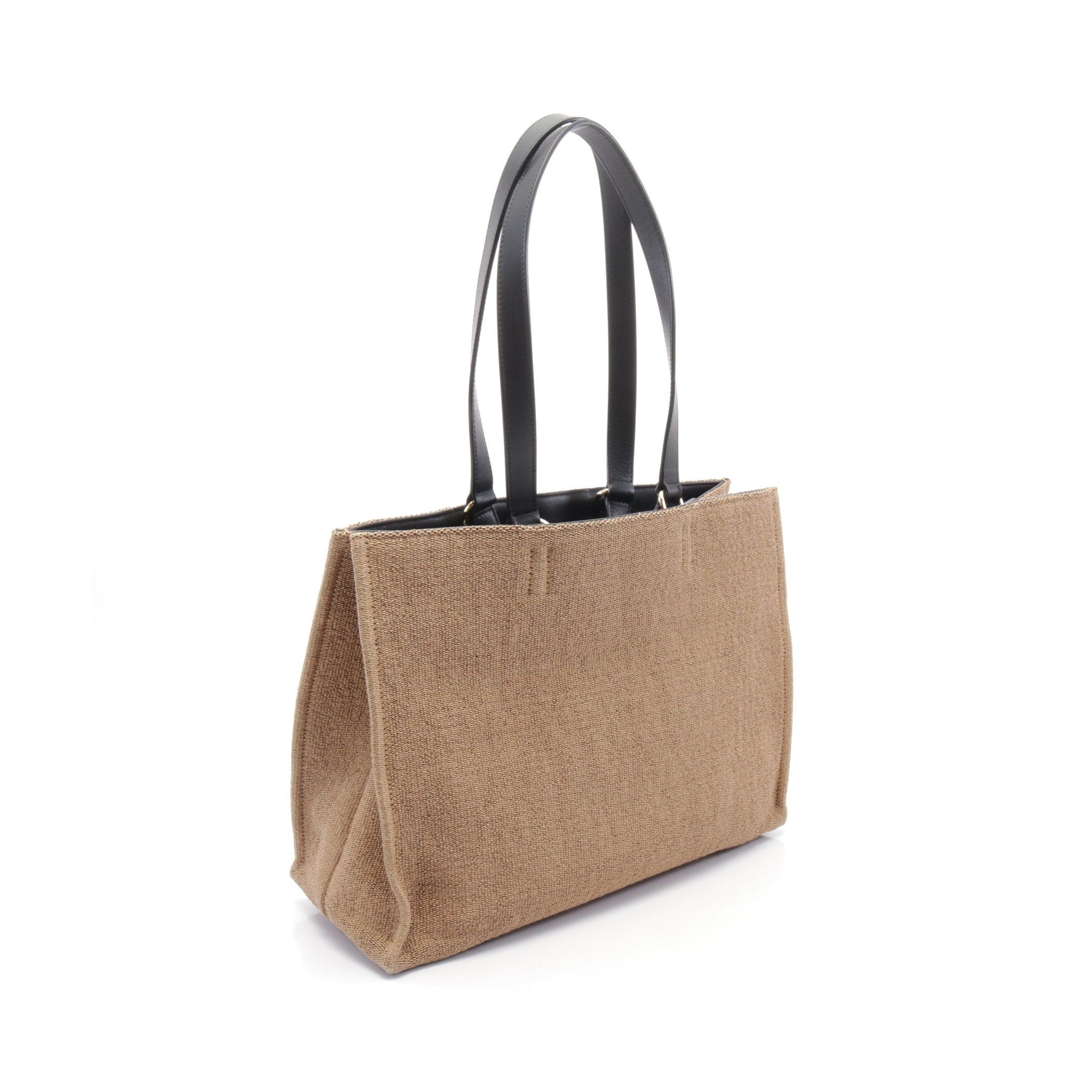 Salvatore Ferragamo Salvatore Ferragamo Handbag Tote Bag Logo Raffia Leather Khaki Brown Black Size ONE SIZE - 2 Thumbnail