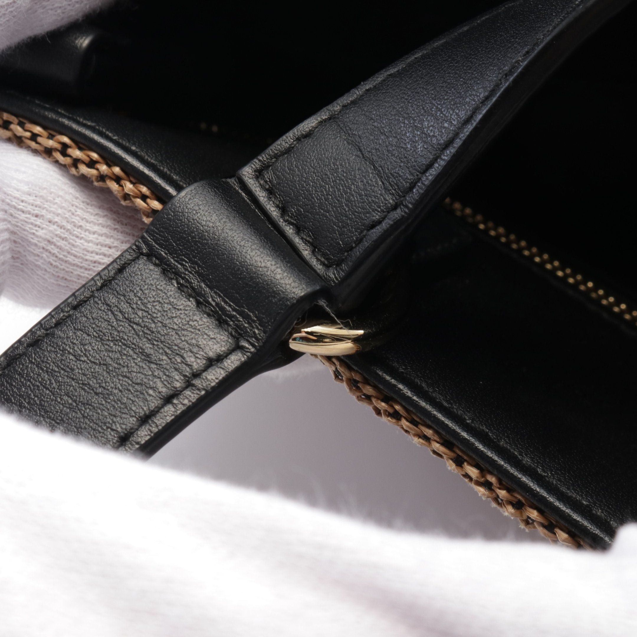 Salvatore Ferragamo Salvatore Ferragamo Handbag Tote Bag Logo Raffia Leather Khaki Brown Black Size ONE SIZE - 8 Thumbnail