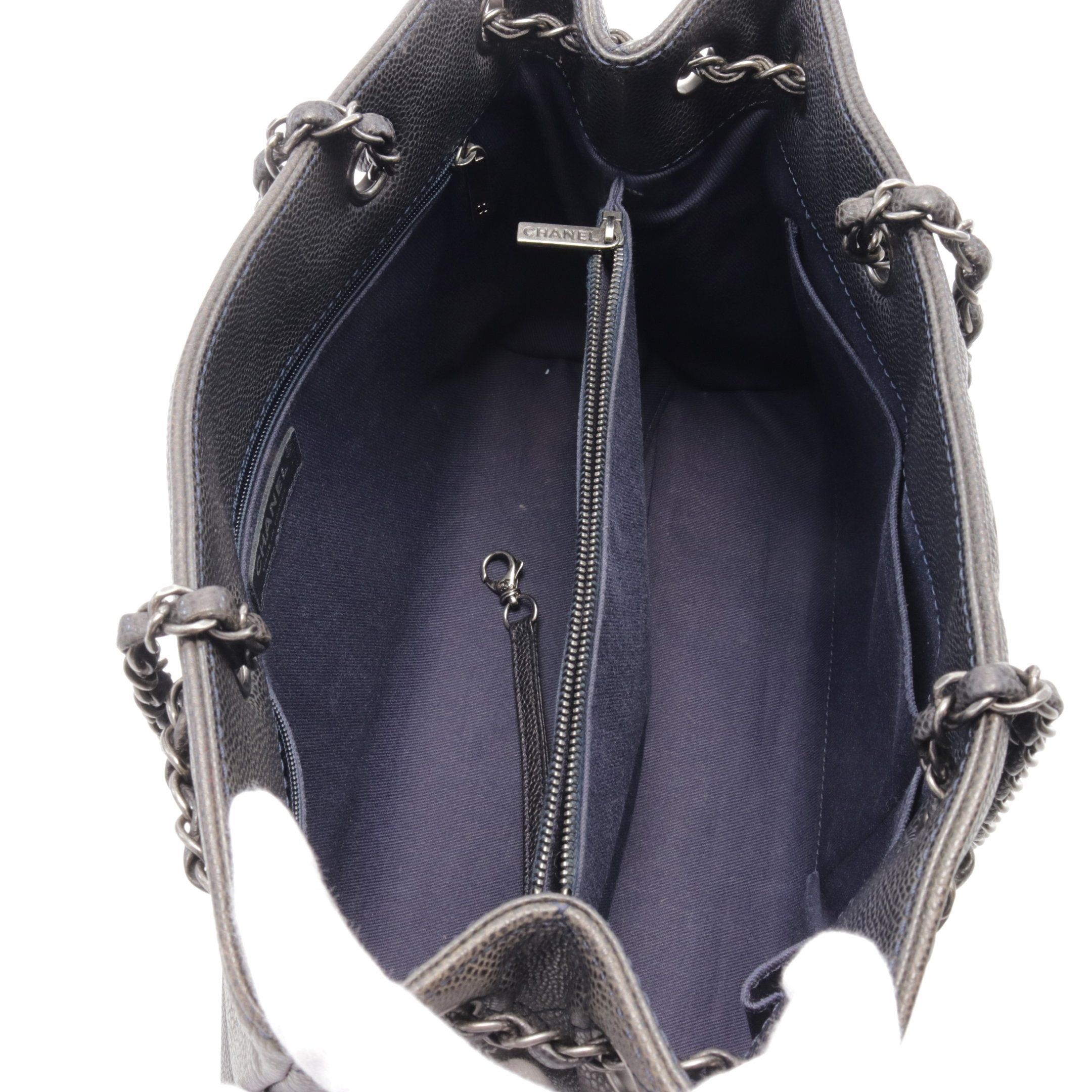 Chanel Chanel Coco Mark Chain Shoulder Bag Tote Caviar Skin Dark Gray Antique Silver Hardware Size ONE SIZE - 3 Thumbnail