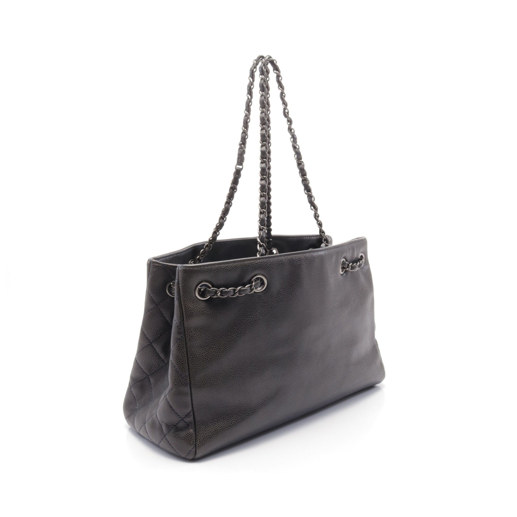 Chanel Chanel Coco Mark Chain Shoulder Bag Tote Caviar Skin Dark Gray Antique Silver Hardware Size ONE SIZE - 2 Thumbnail