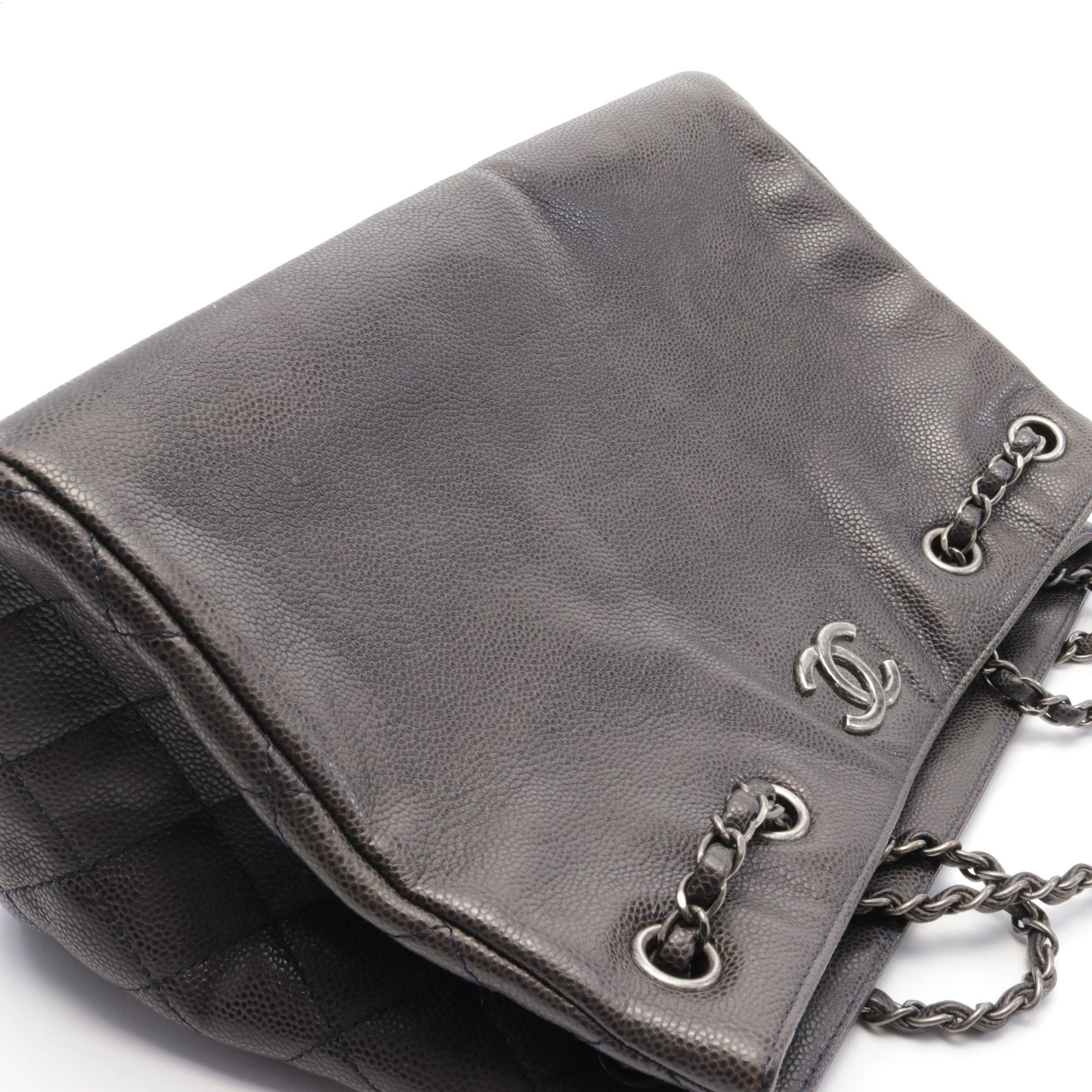 Chanel Chanel Coco Mark Chain Shoulder Bag Tote Caviar Skin Dark Gray Antique Silver Hardware Size ONE SIZE - 8 Thumbnail