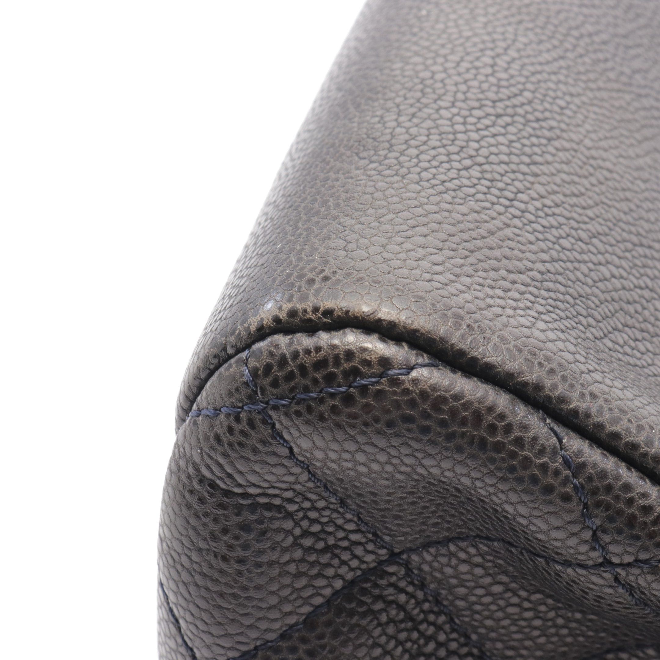 Chanel Chanel Coco Mark Chain Shoulder Bag Tote Caviar Skin Dark Gray Antique Silver Hardware Size ONE SIZE - 7 Thumbnail