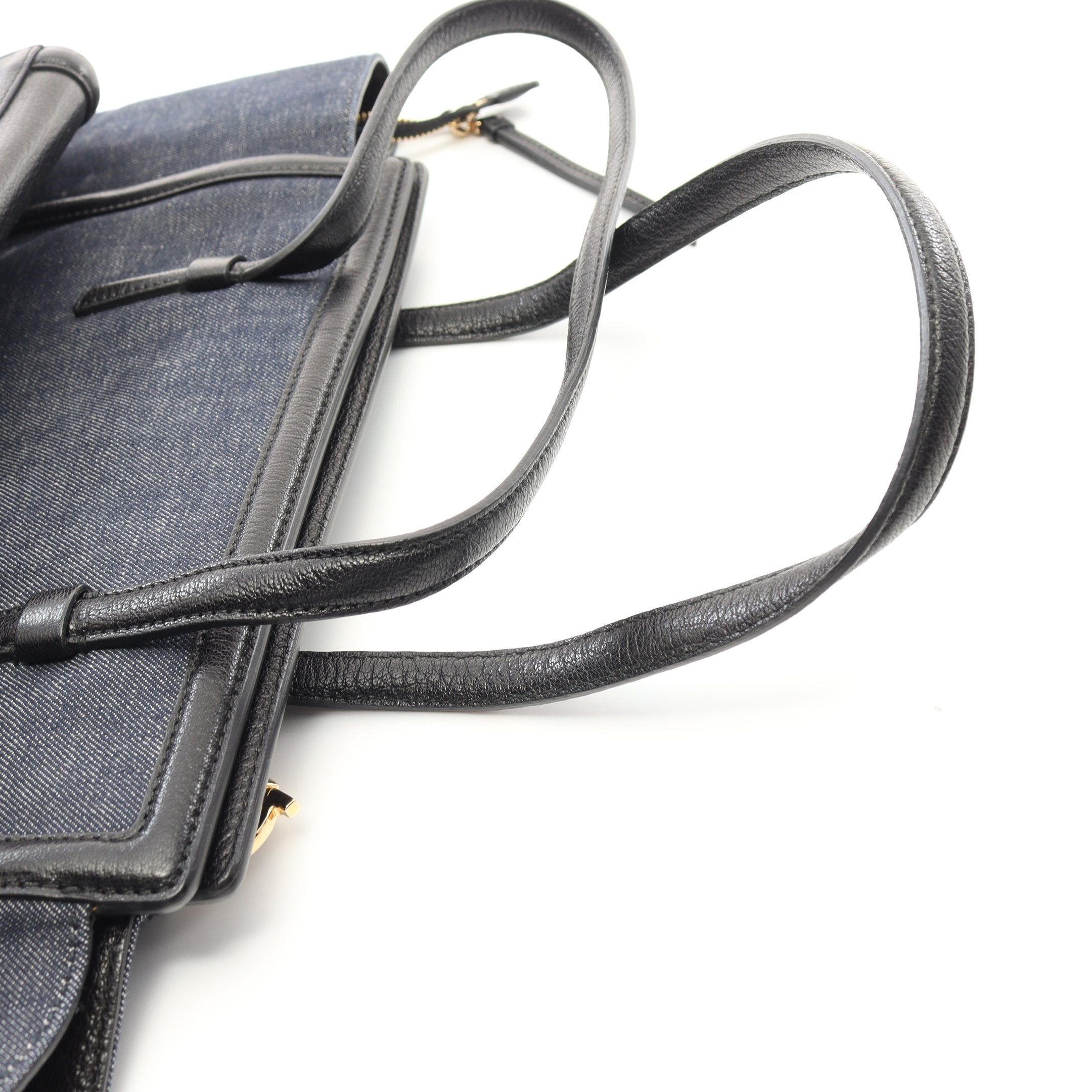 Salvatore Ferragamo Salvatore Ferragamo Amy Handbag Tote Bag Denim Leather Indigo Blue Black Size ONE SIZE - 6 Thumbnail