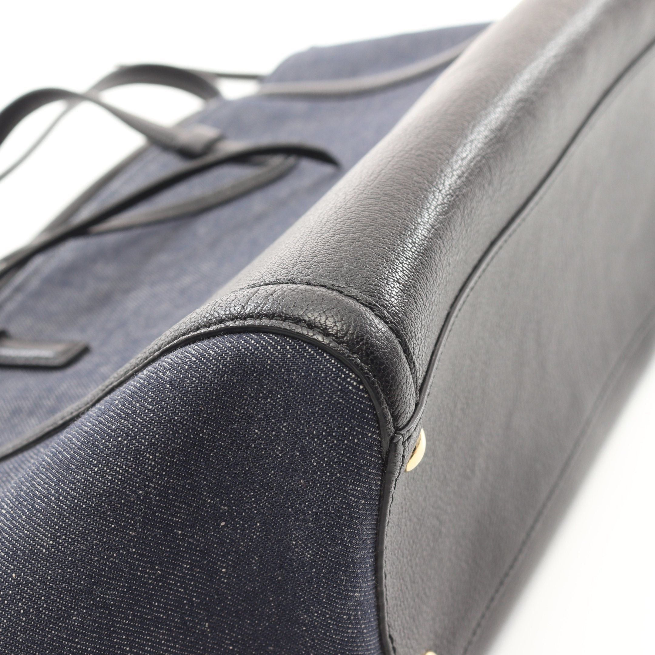 Salvatore Ferragamo Salvatore Ferragamo Amy Handbag Tote Bag Denim Leather Indigo Blue Black Size ONE SIZE - 5 Thumbnail