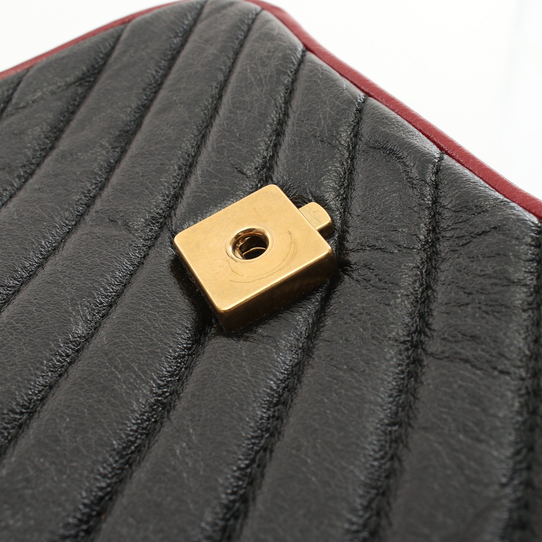 Gucci Gucci Gg Marmont Handbag Leather Black Red Size ONE SIZE - 9 Thumbnail