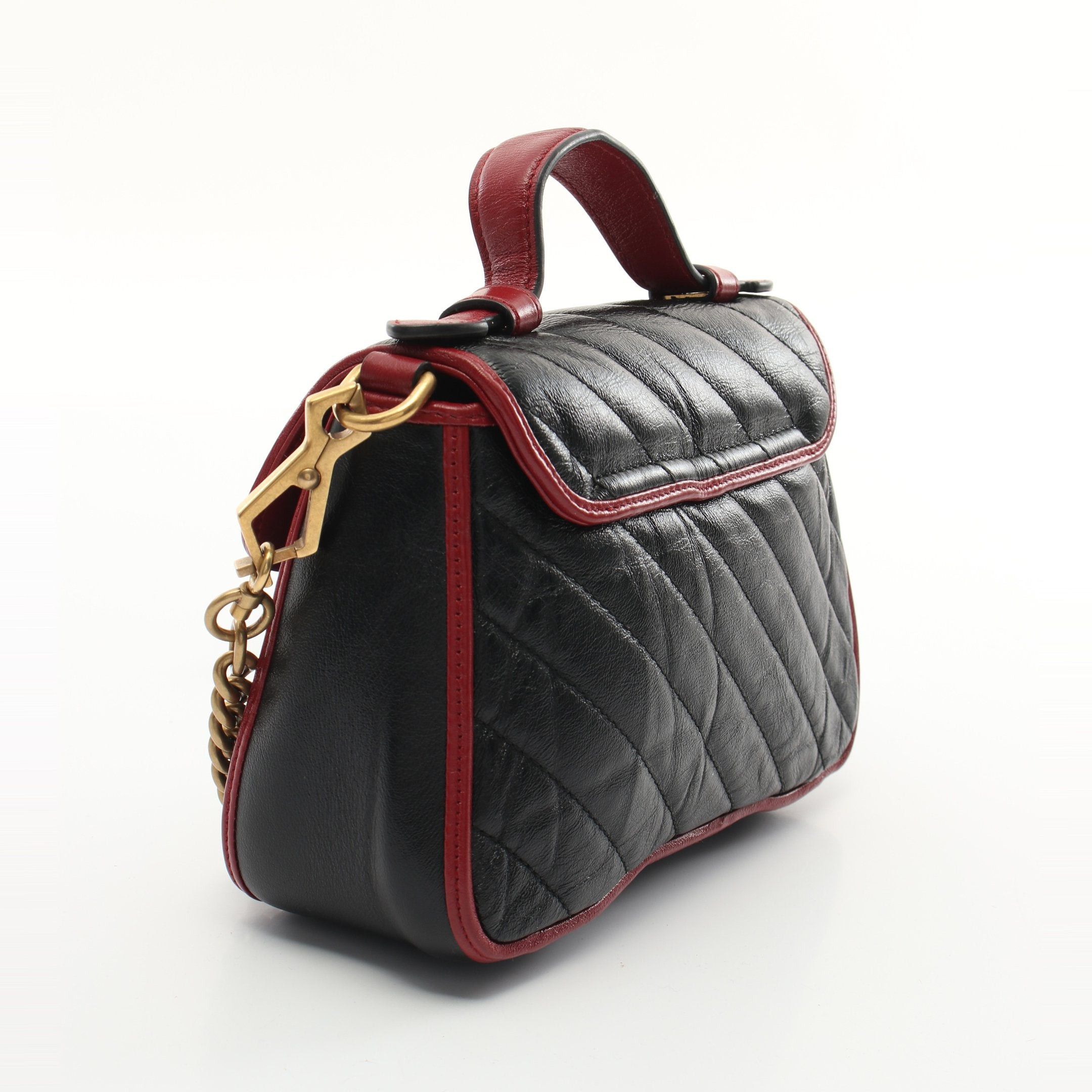 Gucci Gucci Gg Marmont Handbag Leather Black Red Size ONE SIZE - 2 Thumbnail