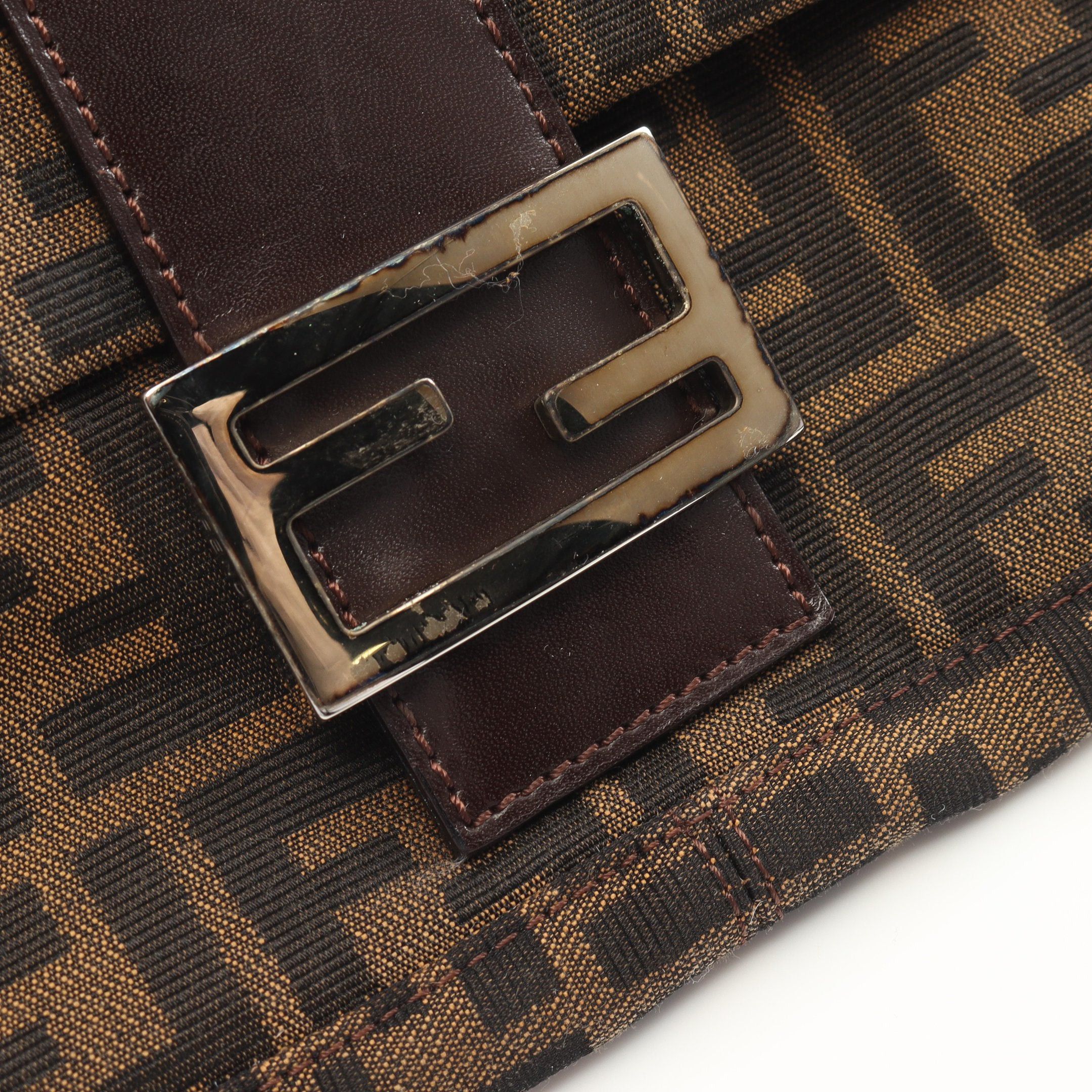 Fendi Fendi Mamma Bucket Handbag Canvas Leather Brown Dark Size ONE SIZE - 5 Thumbnail