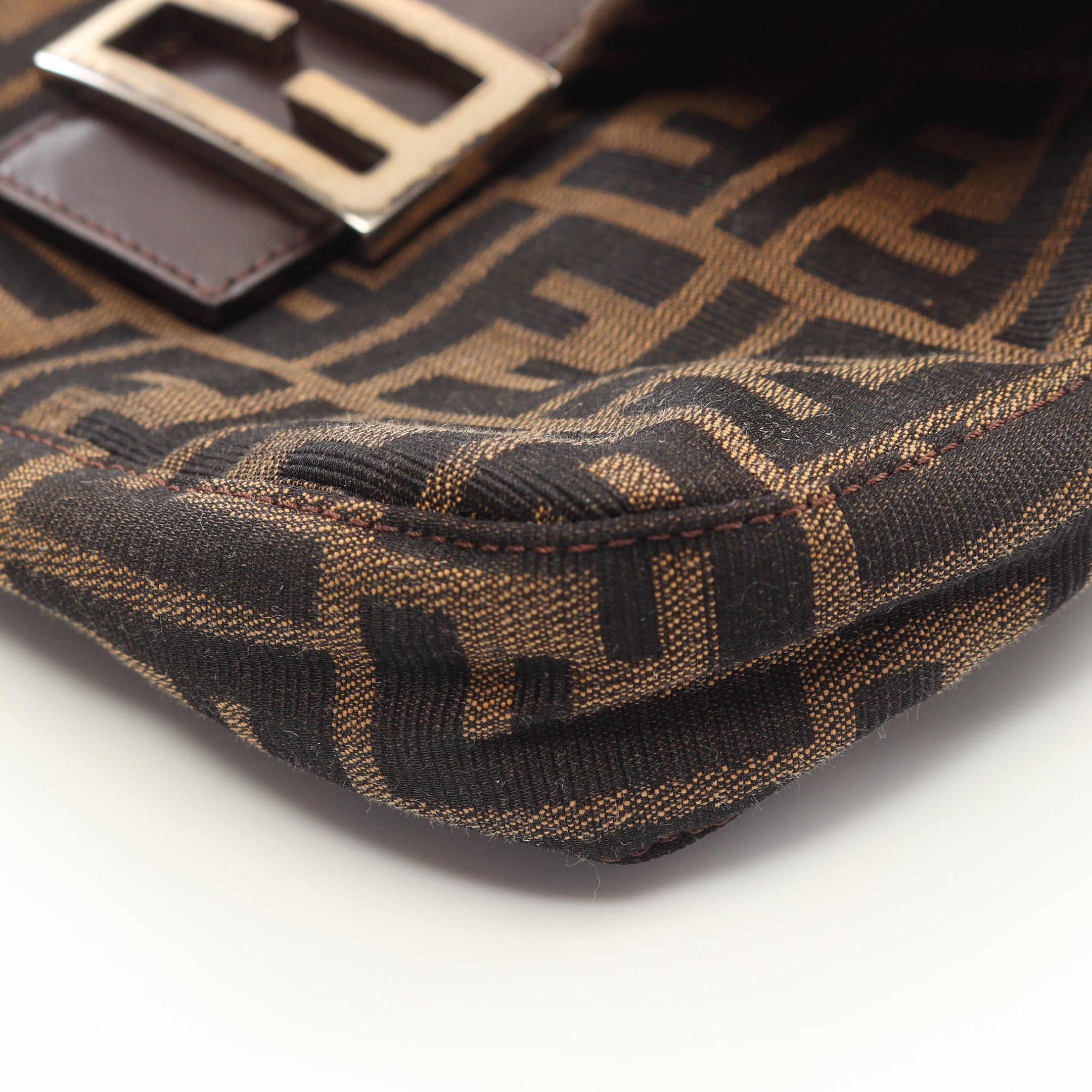 Fendi Fendi Mamma Bucket Handbag Canvas Leather Brown Dark Size ONE SIZE - 7 Thumbnail