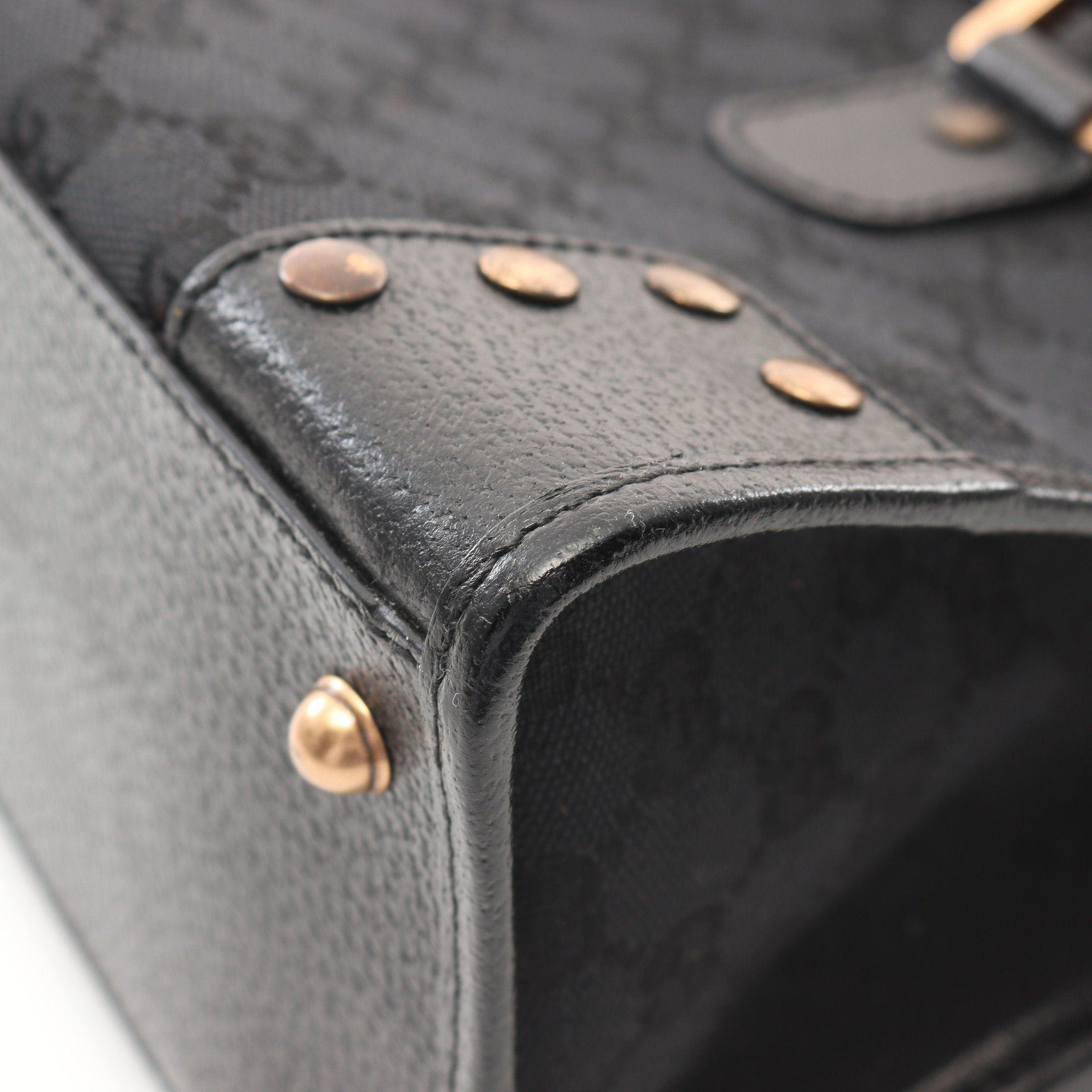 Gucci Gucci Gg Canvas Handbag Tote Bag Leather Black Size ONE SIZE - 6 Thumbnail