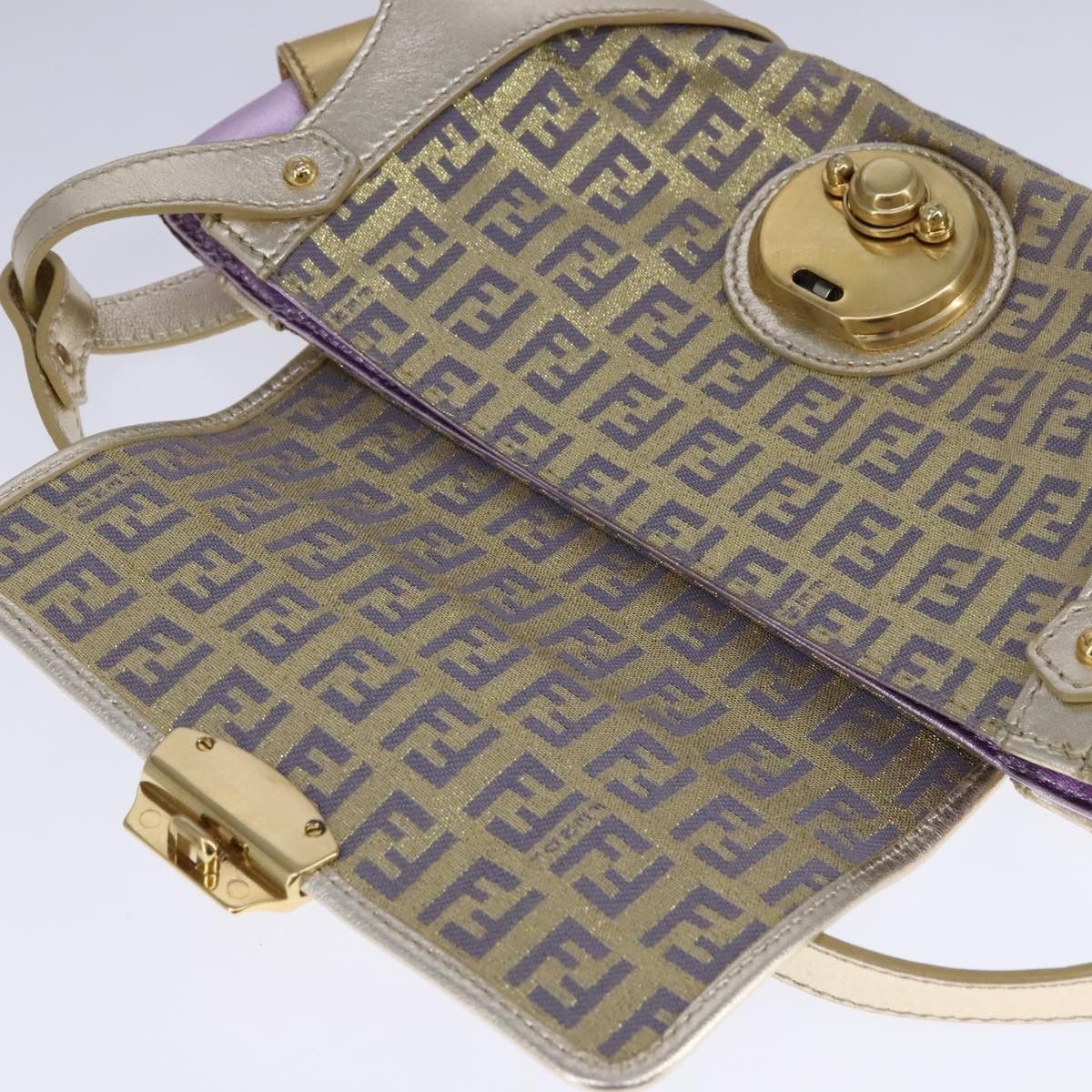 Fendi Zucchino Gold Canvas Shoulder Bag (Pre-Owned) Size ONE SIZE - 19 Thumbnail