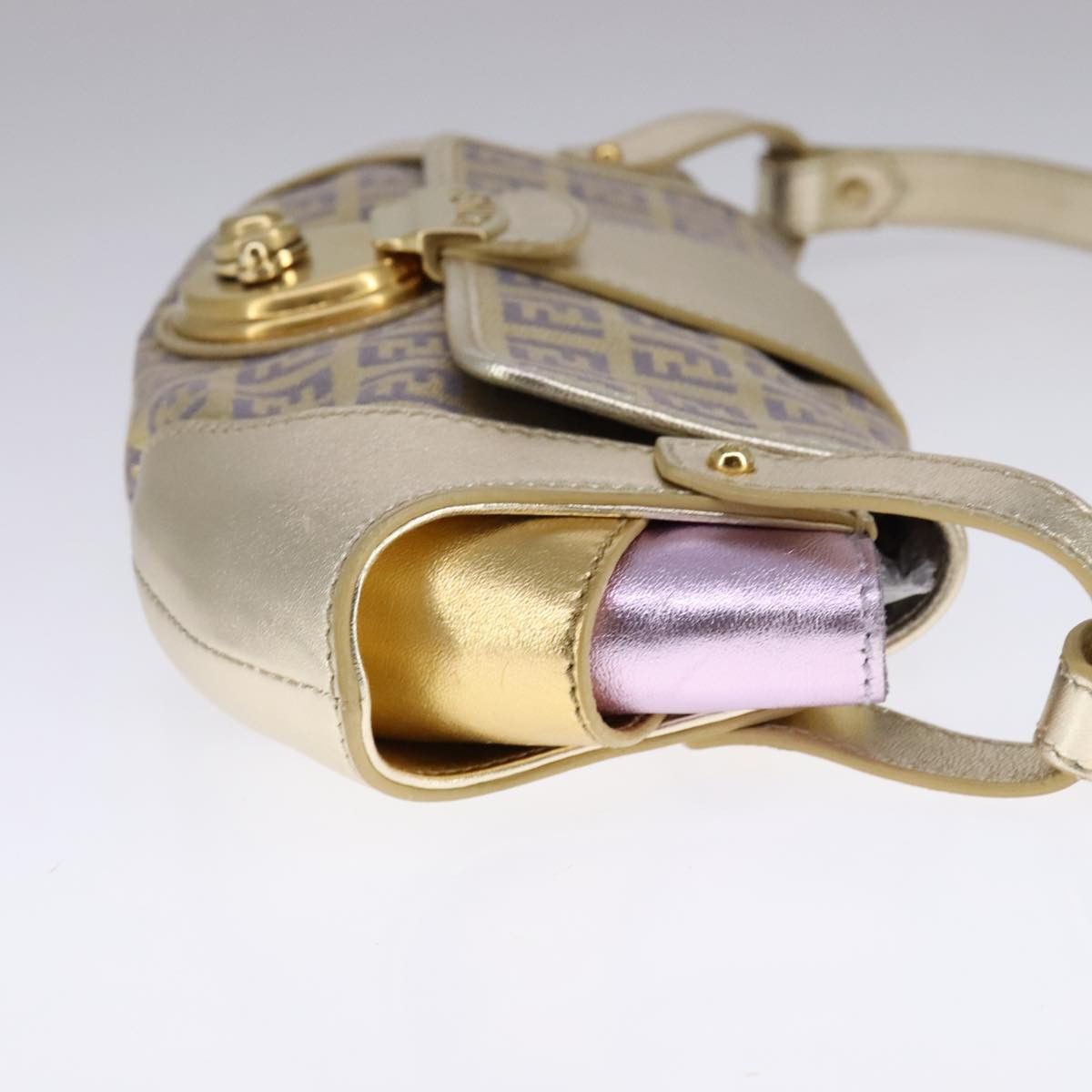 Fendi Zucchino Gold Canvas Shoulder Bag (Pre-Owned) Size ONE SIZE - 4 Thumbnail