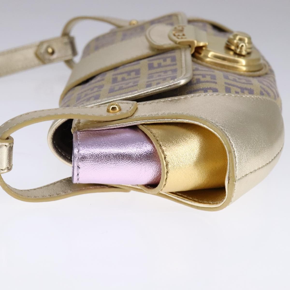 Fendi Zucchino Gold Canvas Shoulder Bag (Pre-Owned) Size ONE SIZE - 3 Thumbnail