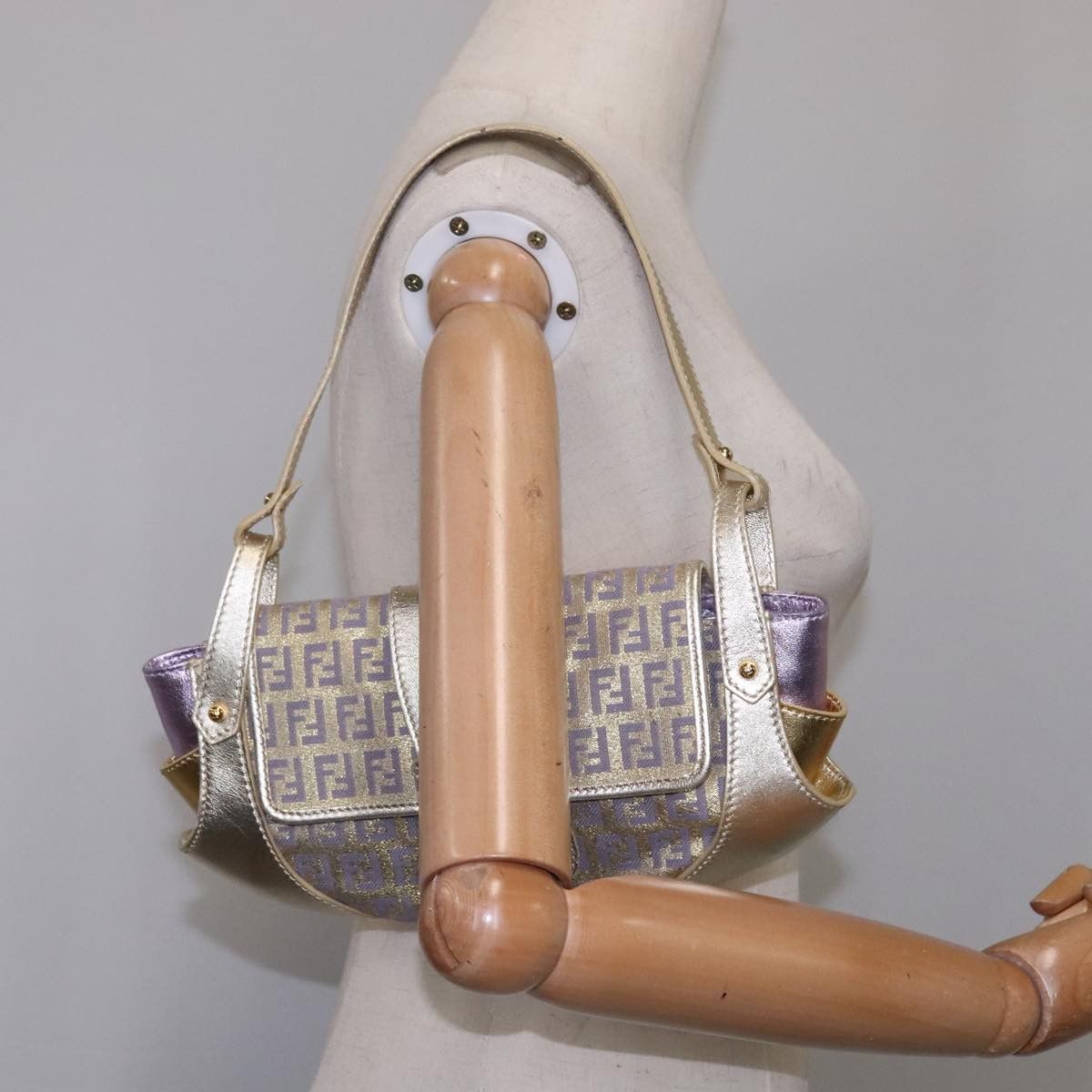 Fendi Zucchino Gold Canvas Shoulder Bag (Pre-Owned) Size ONE SIZE - 15 Thumbnail