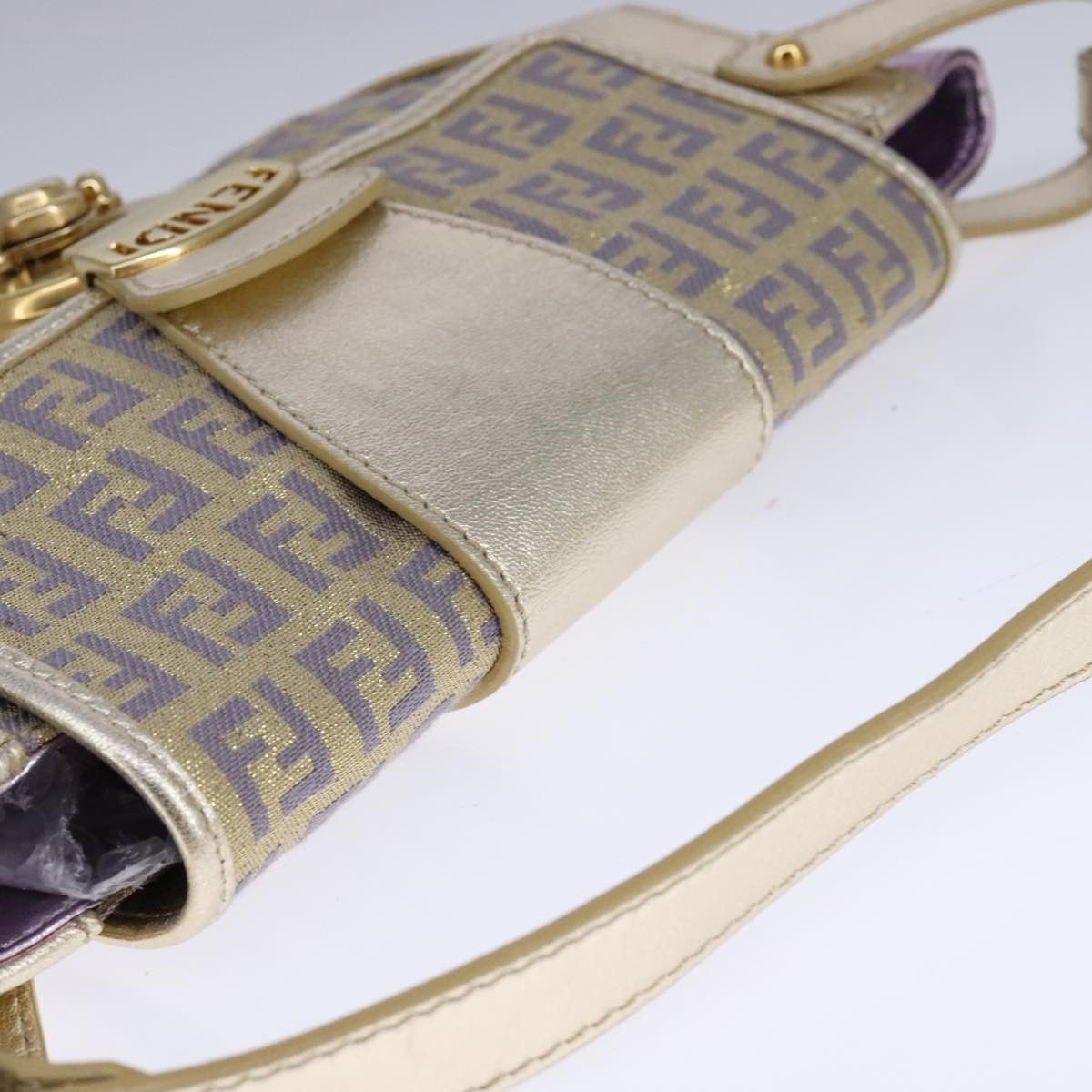 Fendi Zucchino Gold Canvas Shoulder Bag (Pre-Owned) Size ONE SIZE - 16 Thumbnail