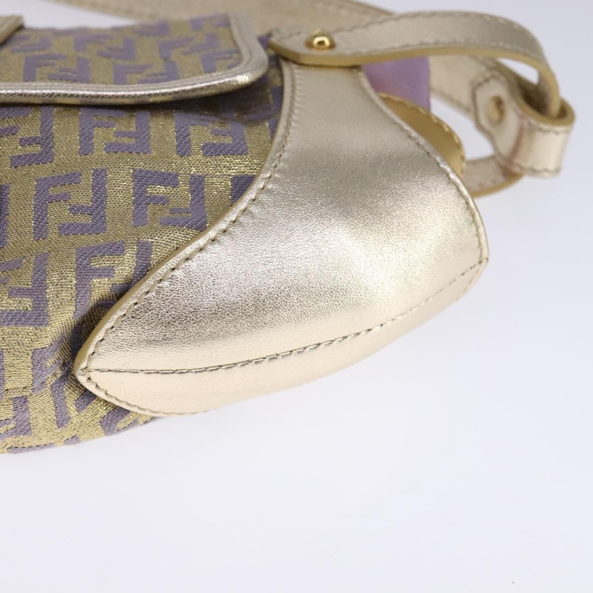 Fendi Zucchino Gold Canvas Shoulder Bag (Pre-Owned) Size ONE SIZE - 8 Thumbnail