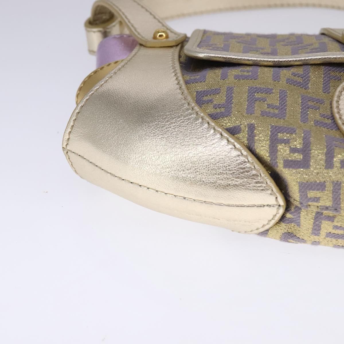 Fendi Zucchino Gold Canvas Shoulder Bag (Pre-Owned) Size ONE SIZE - 7 Thumbnail