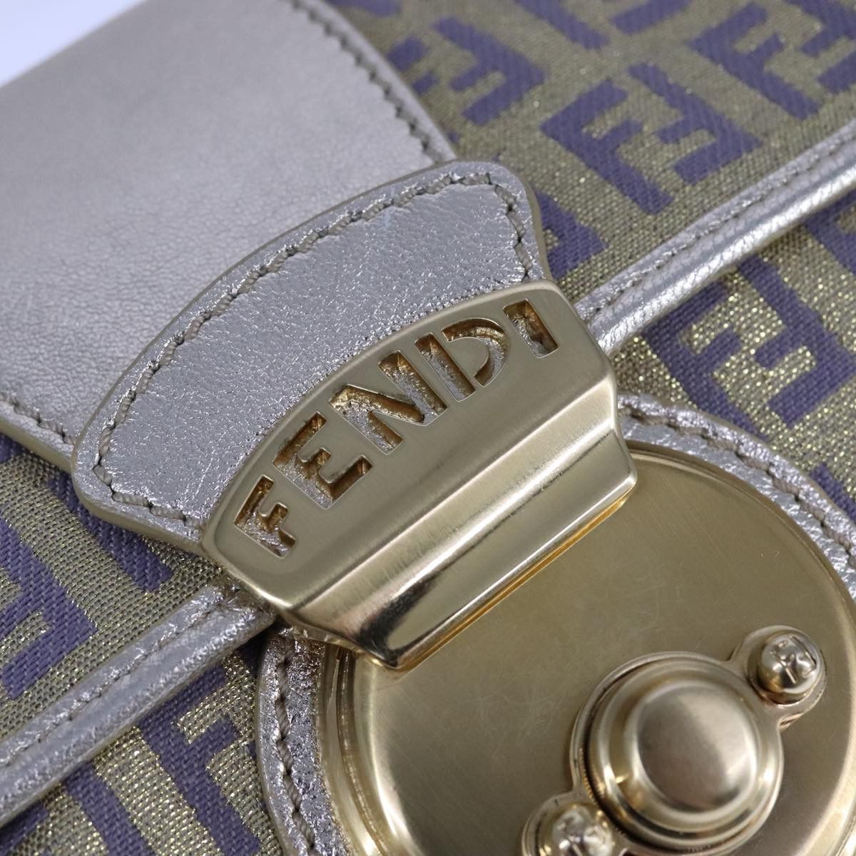 Fendi Zucchino Gold Canvas Shoulder Bag (Pre-Owned) Size ONE SIZE - 11 Thumbnail