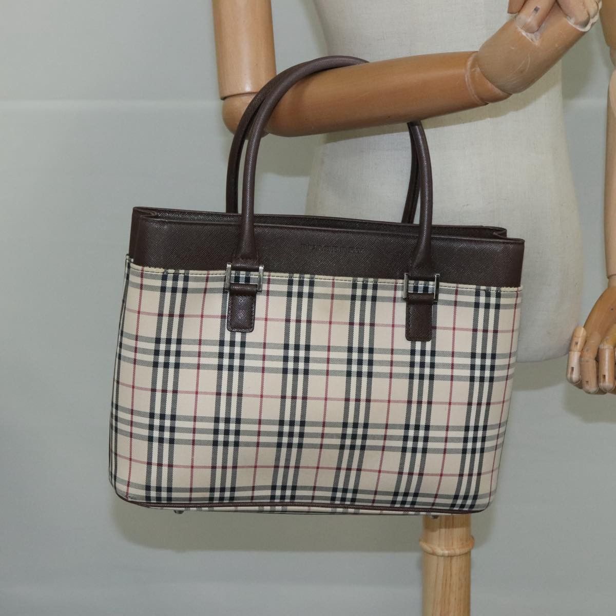 Burberry Nova Check Beige Canvas Tote Bag (Pre-Owned) Size ONE SIZE - 12 Thumbnail