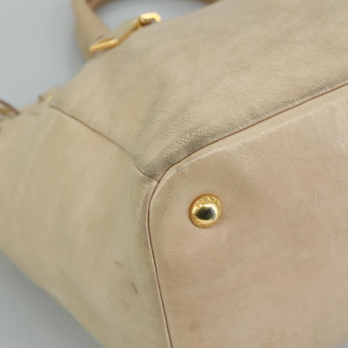 Prada Vitello Beige Leather Handbag (Pre-Owned) Size ONE SIZE - 8 Thumbnail