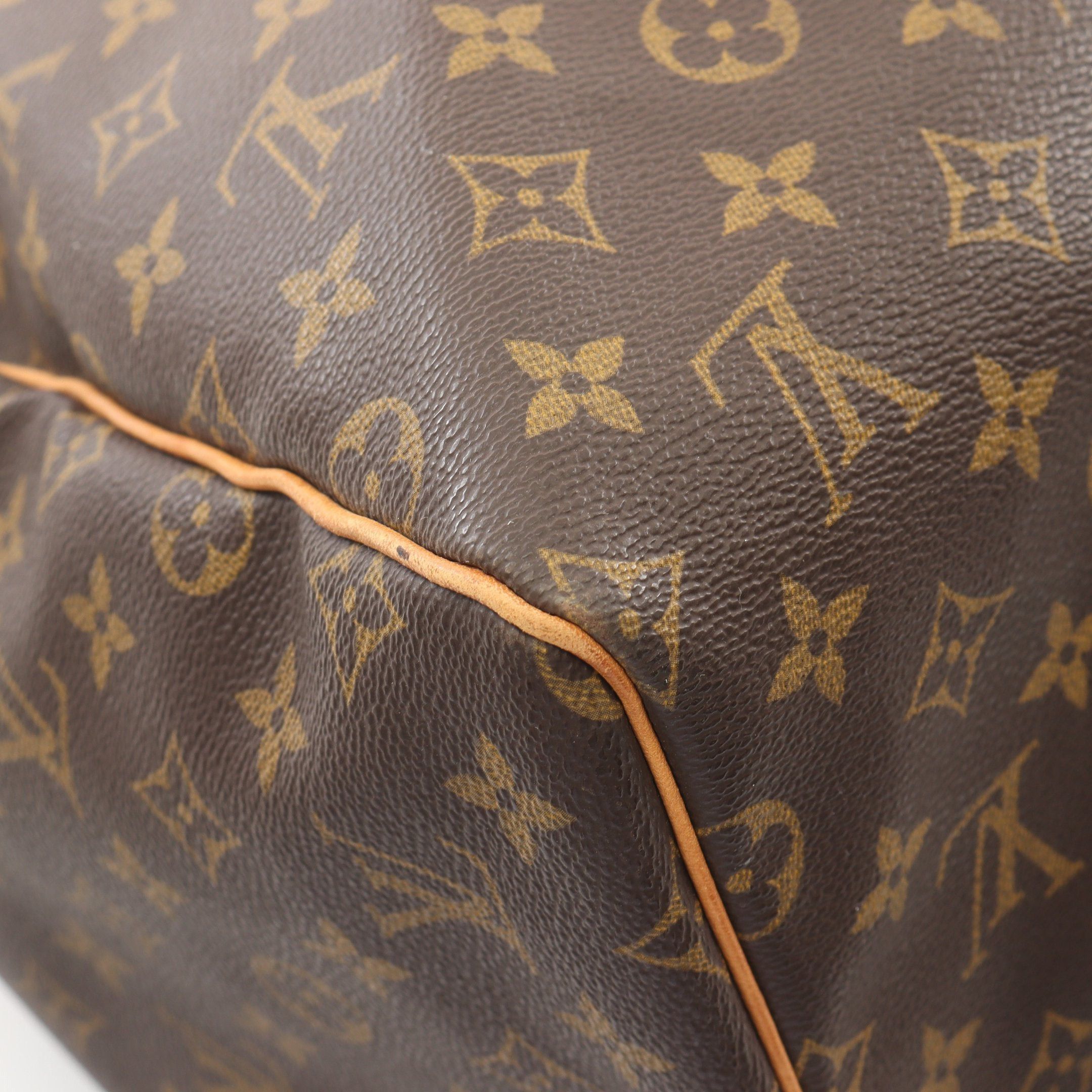 Louis Vuitton Louis Vuitton Keepall 55 Monogram Boston Bag Leather Brown Size ONE SIZE - 7 Thumbnail