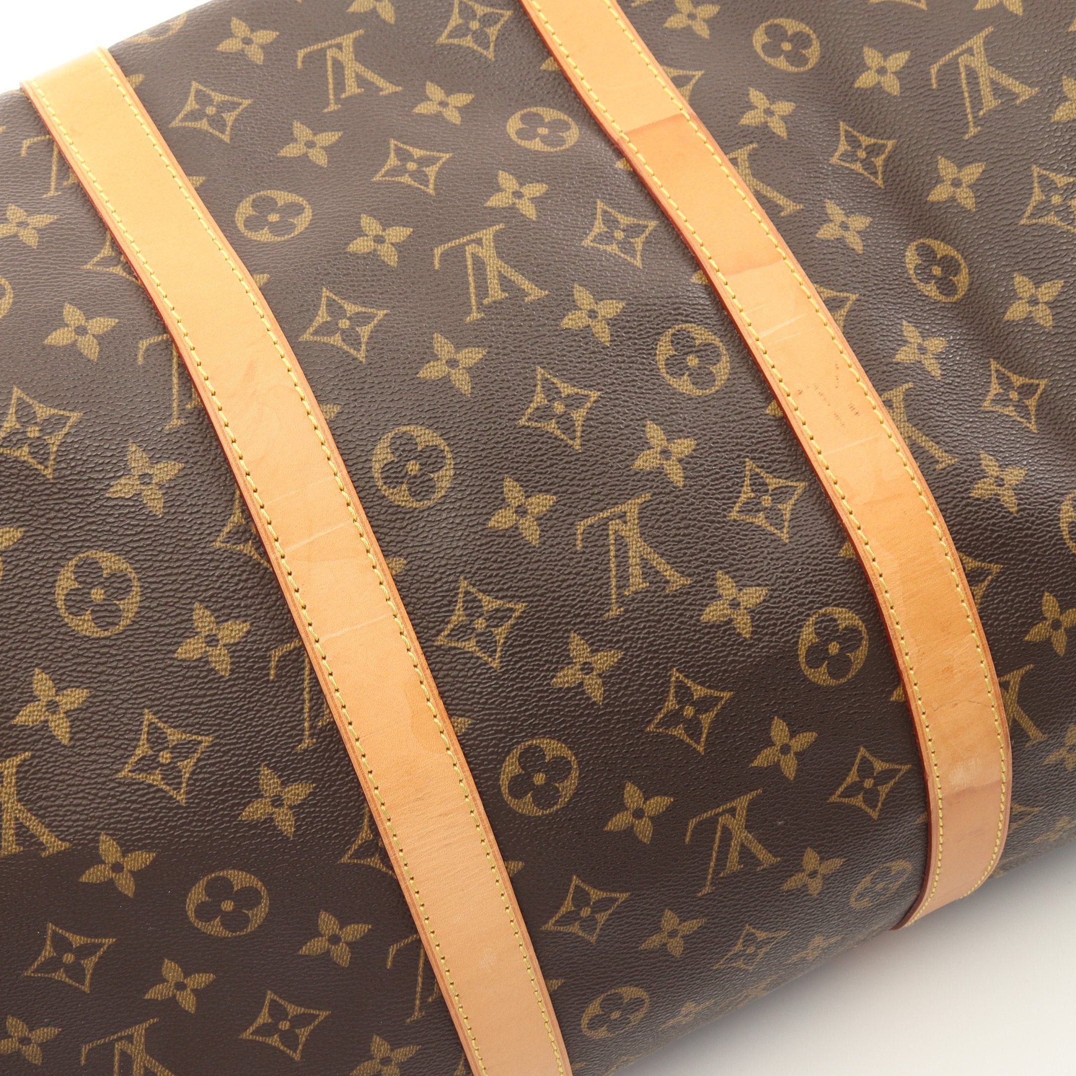 Louis Vuitton Louis Vuitton Keepall 55 Monogram Boston Bag Leather Brown Size ONE SIZE - 6 Thumbnail