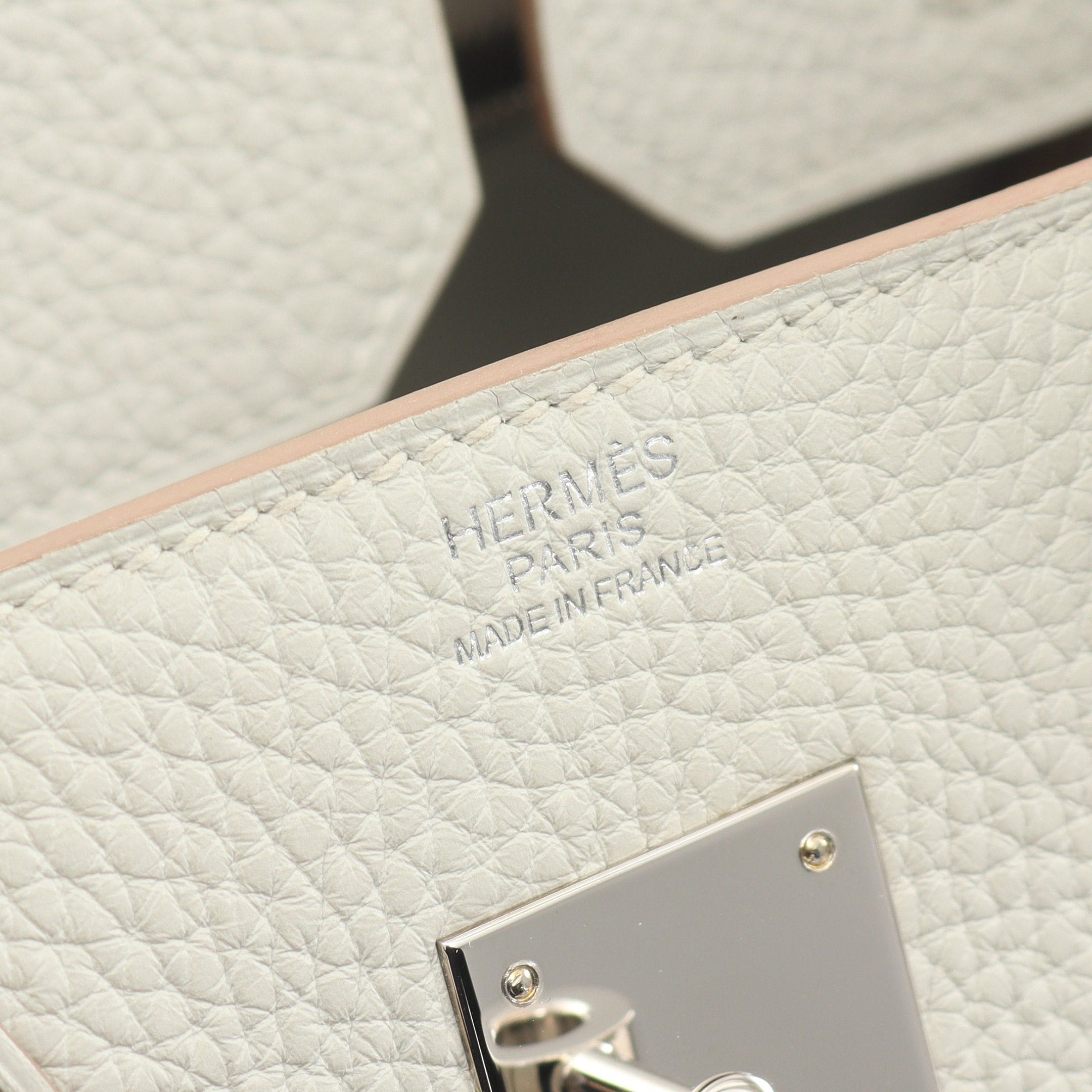 Hermes Hermes Birkin 30 Gris Perle Handbag Clemence Leather Light Gray Silver Hardware C Engraved Size ONE SIZE - 4 Thumbnail