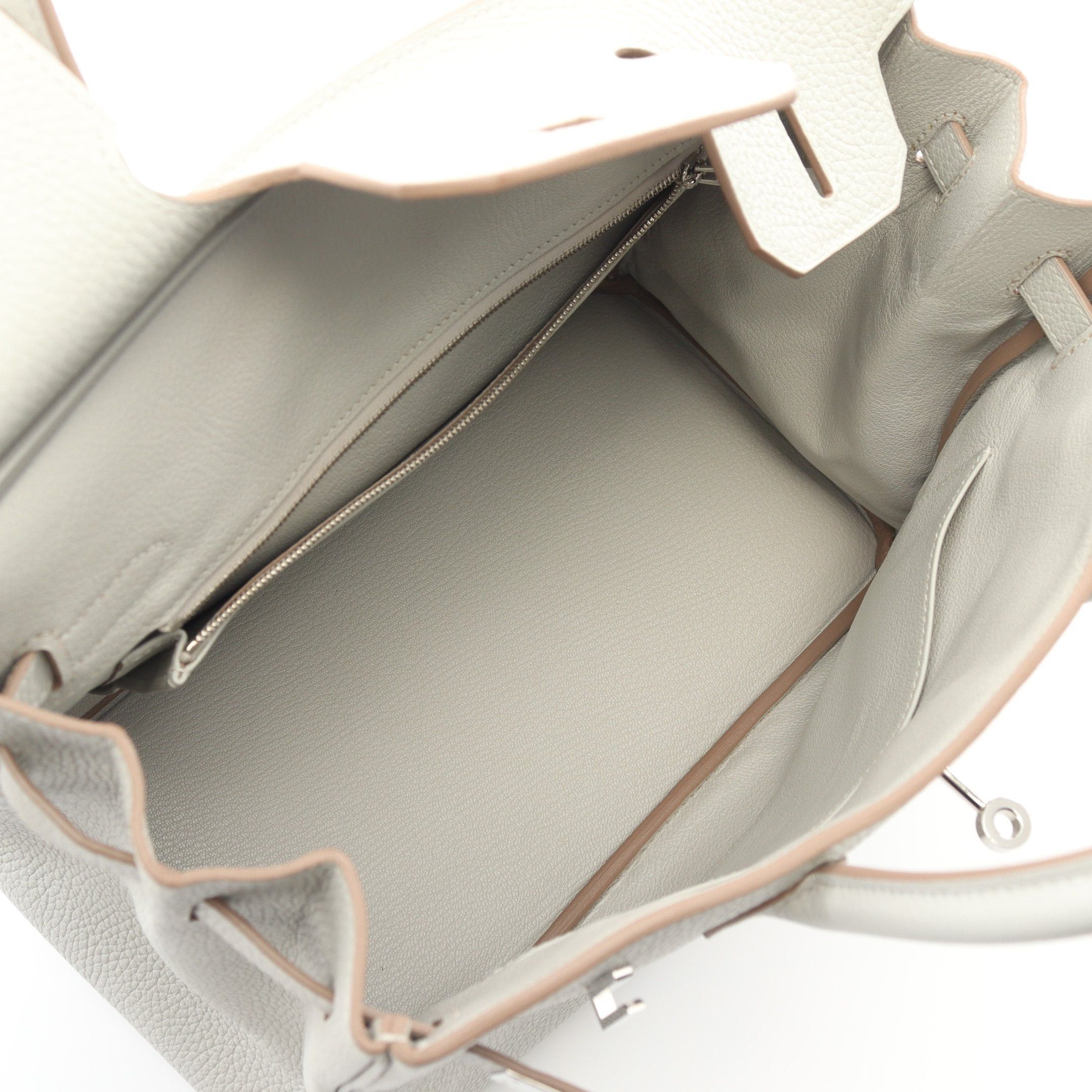 Hermes Hermes Birkin 30 Gris Perle Handbag Clemence Leather Light Gray Silver Hardware C Engraved Size ONE SIZE - 3 Thumbnail