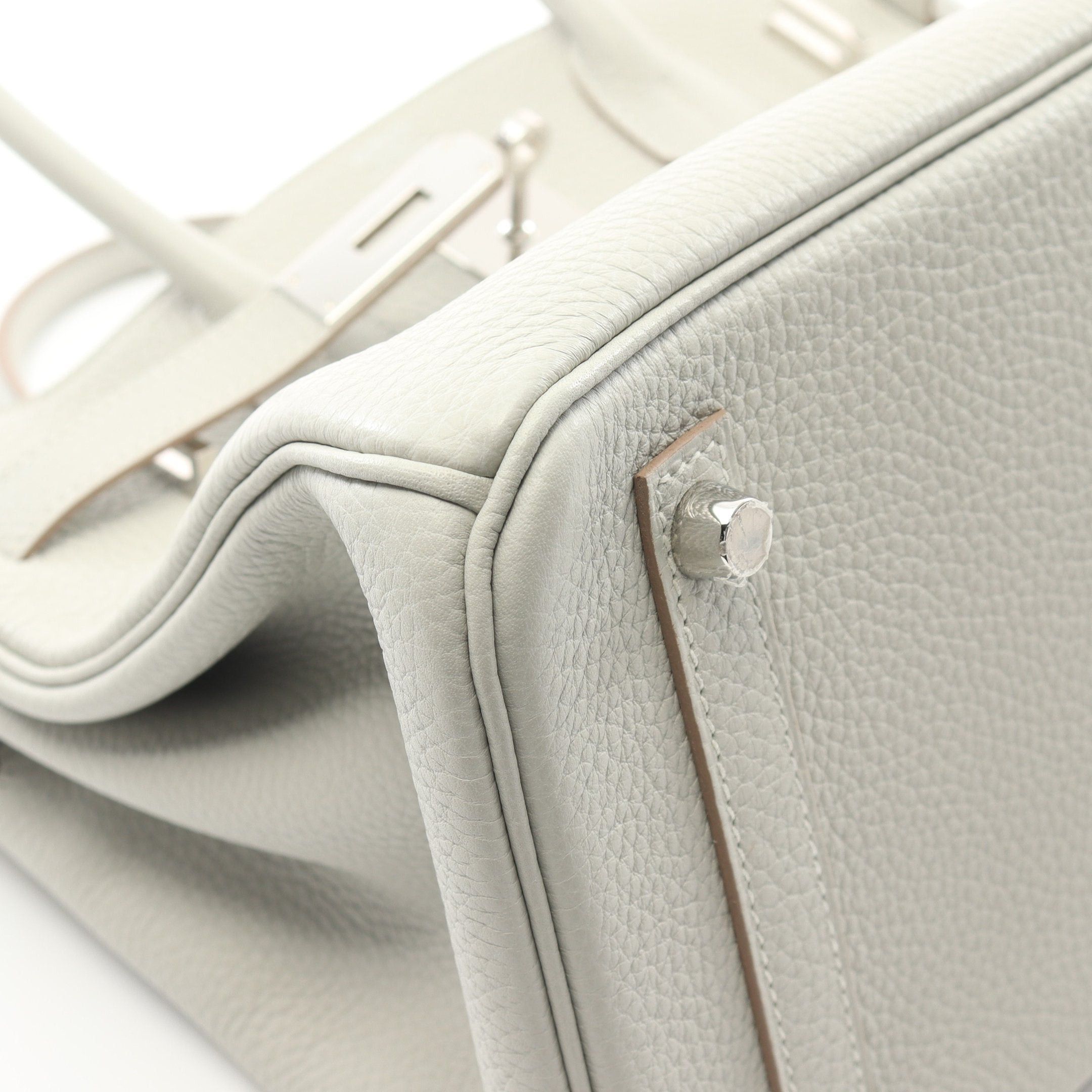 Hermes Hermes Birkin 30 Gris Perle Handbag Clemence Leather Light Gray Silver Hardware C Engraved Size ONE SIZE - 10 Thumbnail
