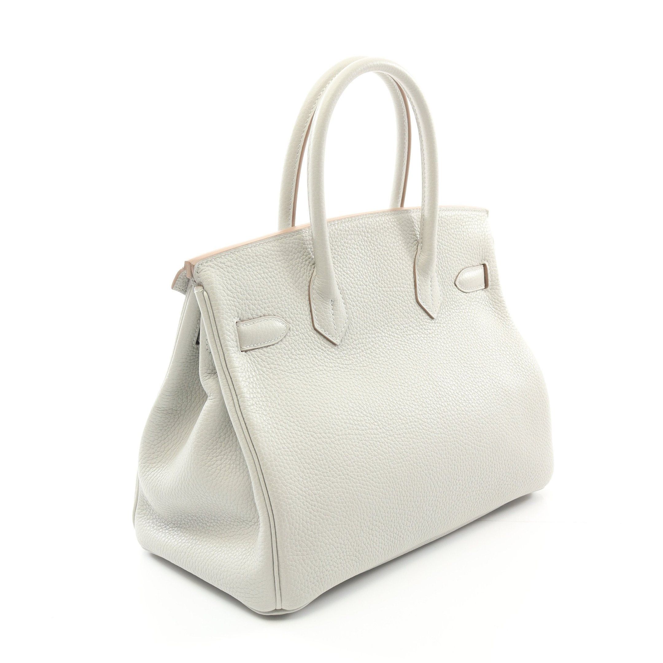 Hermes Hermes Birkin 30 Gris Perle Handbag Clemence Leather Light Gray Silver Hardware C Engraved Size ONE SIZE - 2 Thumbnail