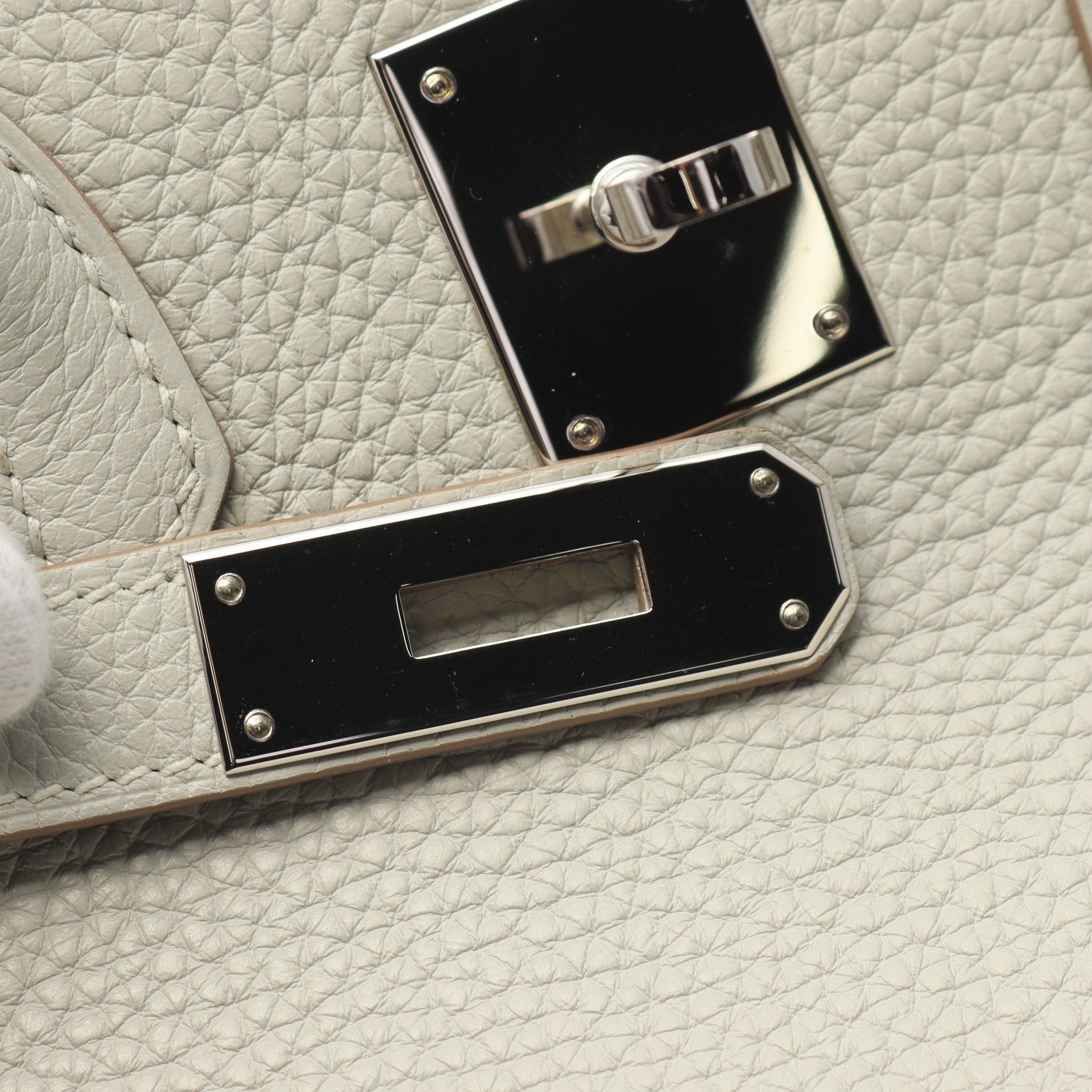 Hermes Hermes Birkin 30 Gris Perle Handbag Clemence Leather Light Gray Silver Hardware C Engraved Size ONE SIZE - 7 Thumbnail