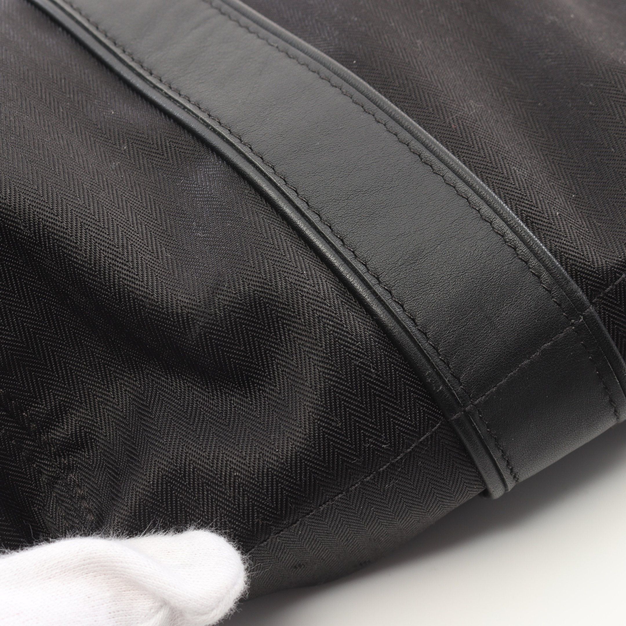 Hermes Hermes Acapulco Kabas Mm Handbag Tote Bag Toile Chevron Leather Black Silver Hardware Size ONE SIZE - 8 Thumbnail