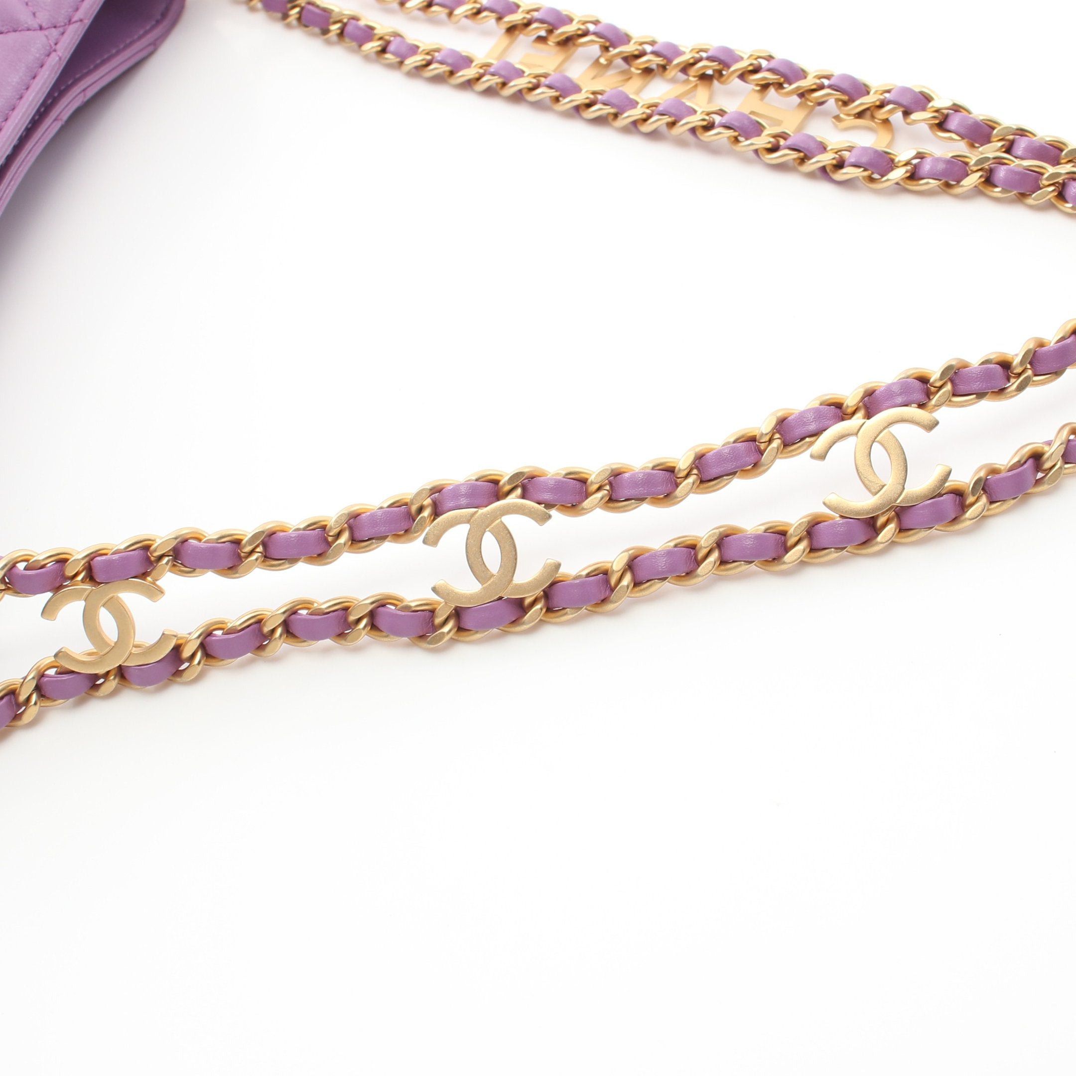 Chanel Chanel Small Hobo Chain Shoulder Bag Lambskin Purple Gold Hardware Size ONE SIZE - 8 Thumbnail