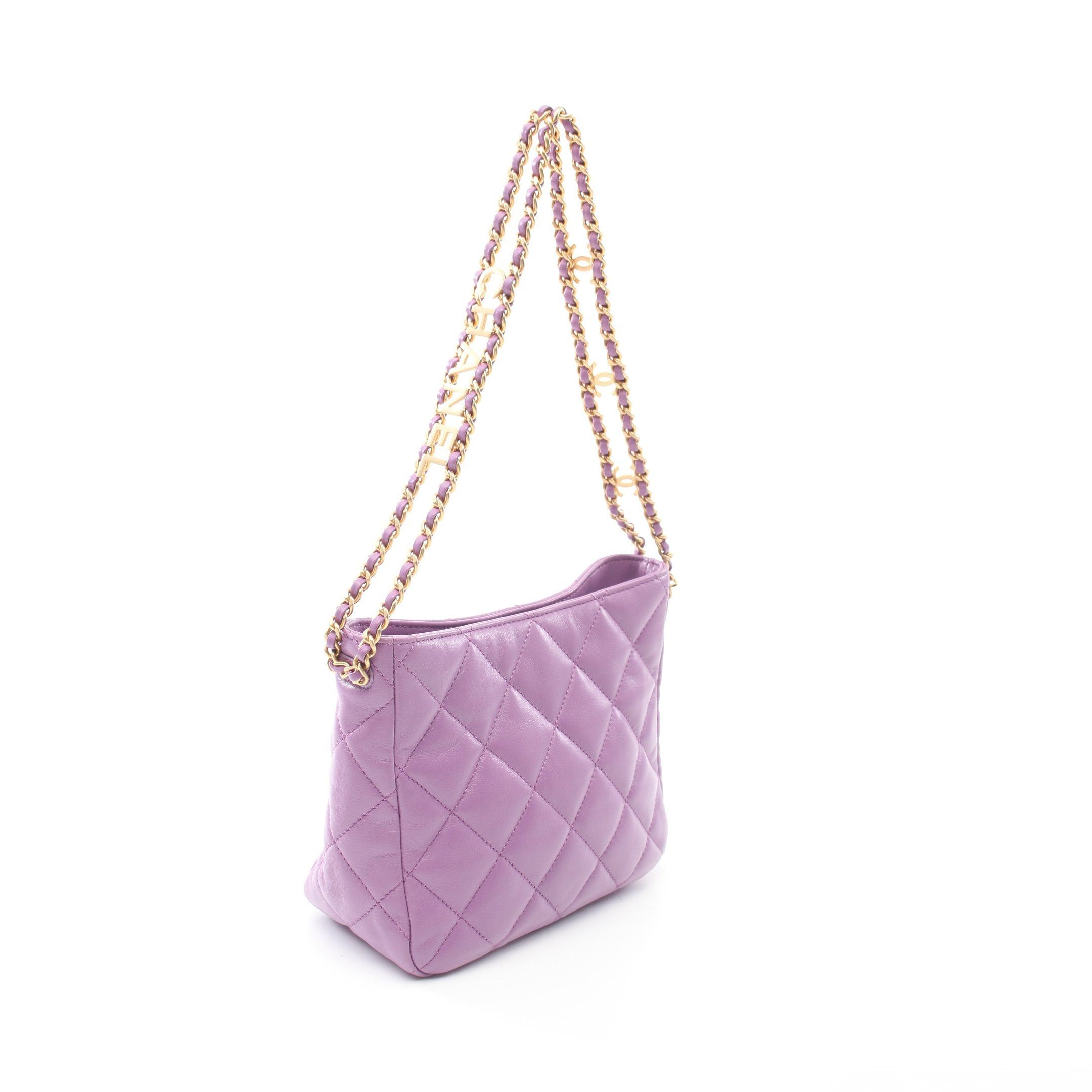 Chanel Chanel Small Hobo Chain Shoulder Bag Lambskin Purple Gold Hardware Size ONE SIZE - 2 Thumbnail
