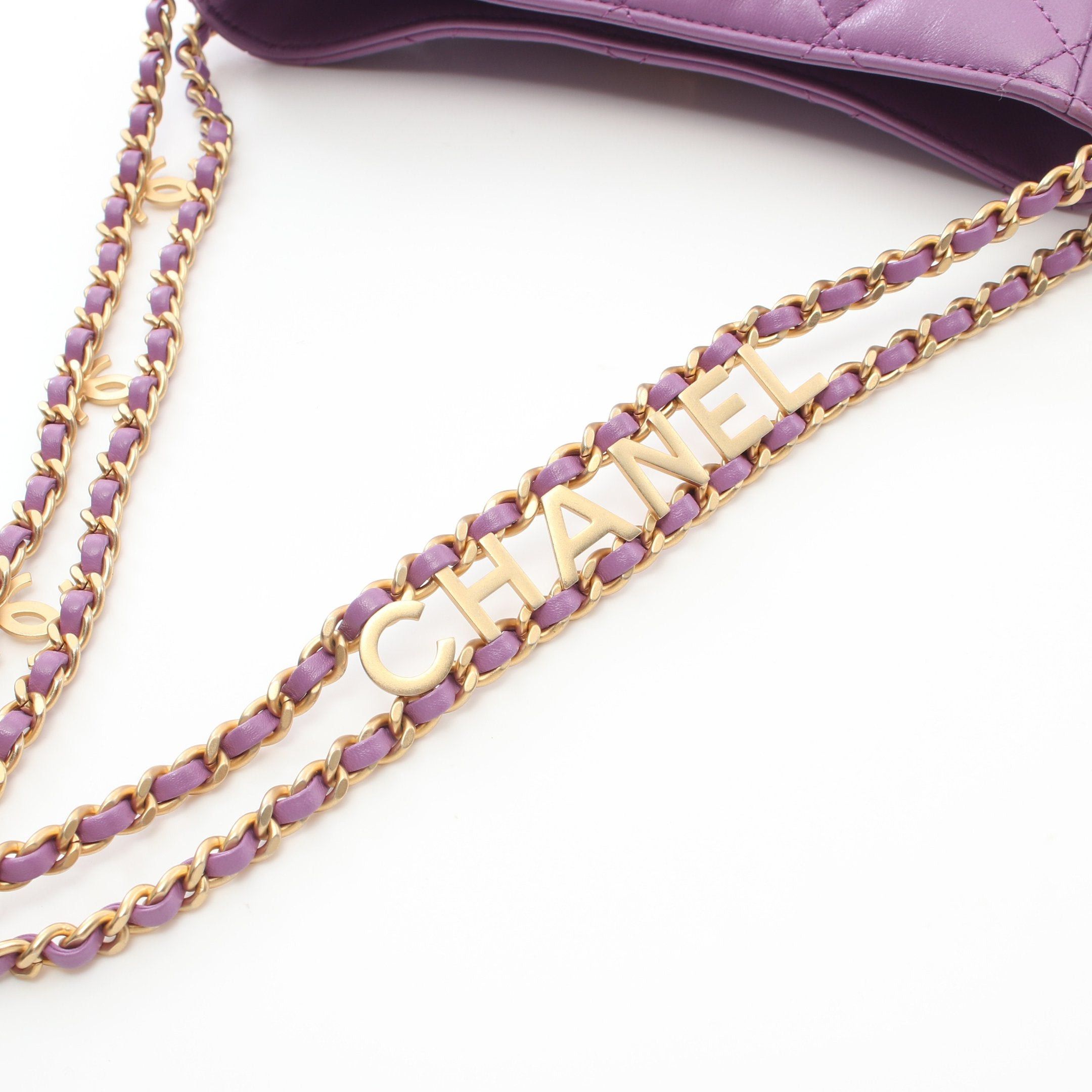 Chanel Chanel Small Hobo Chain Shoulder Bag Lambskin Purple Gold Hardware Size ONE SIZE - 7 Thumbnail