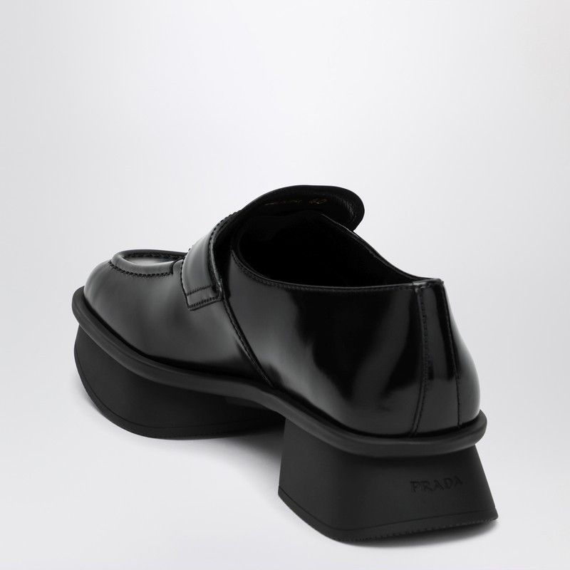 Prada Prada Black Brushed Leather Moccasins Equal Size US 8.5 / IT 38.5 - 2 Thumbnail