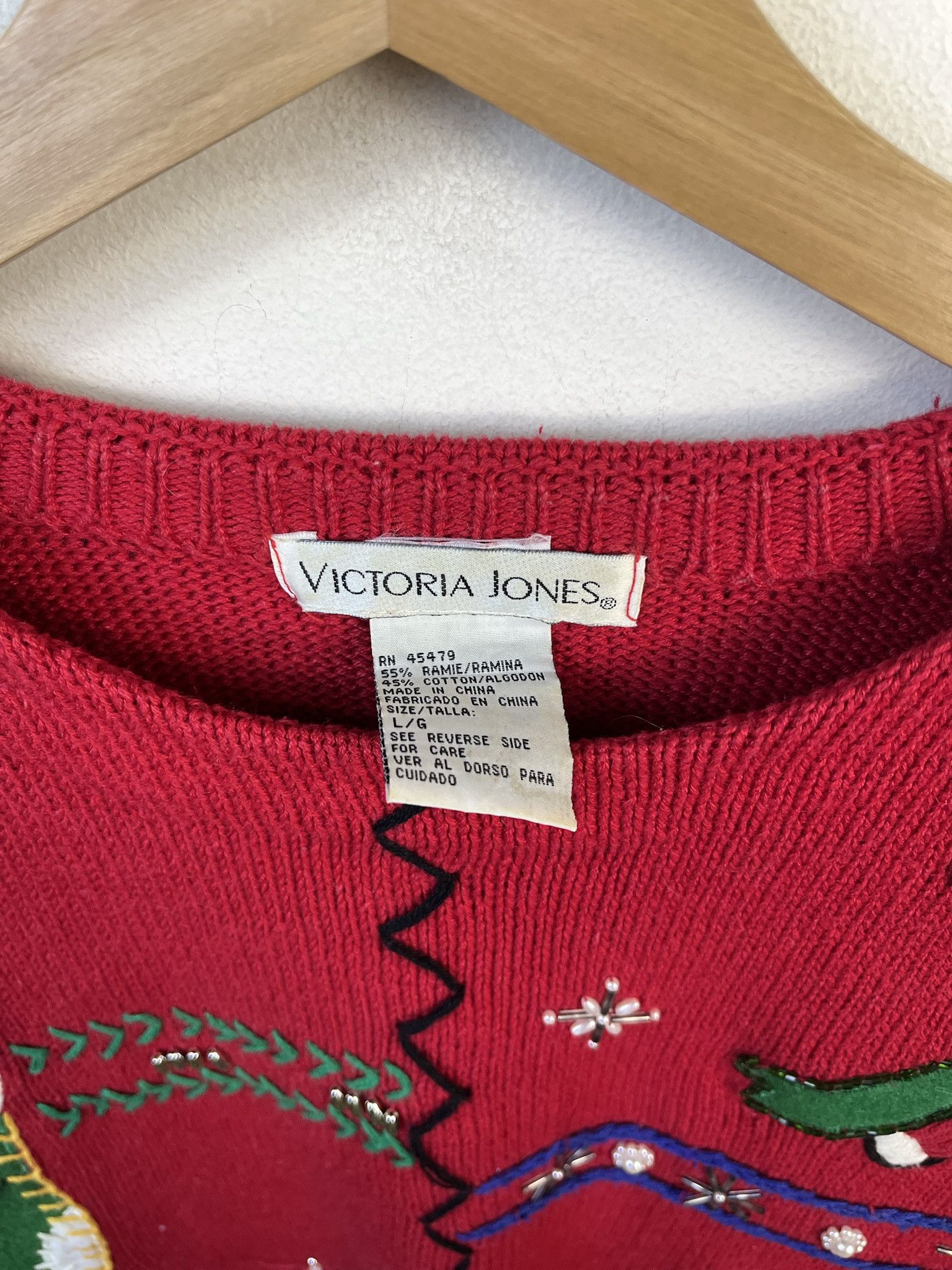 Other Vintage Knit Sweater Christmas Embroider Red Knit Sweater Size L Size US L / EU 52-54 / 3 - 2 Thumbnail