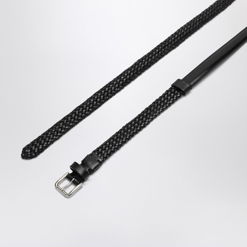 Dolce & Gabbana Dolce&Gabbana Black Woven Leather Belt Size ONE SIZE - 2 Thumbnail
