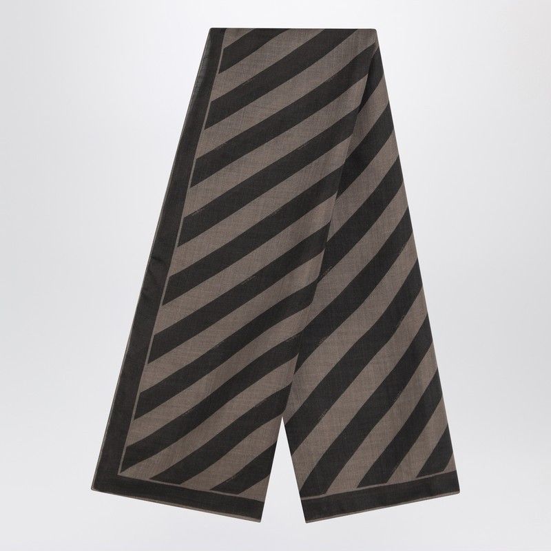 Fendi Fendi Tobacco/Brown Silk Striped Scarf Size ONE SIZE - 2 Thumbnail