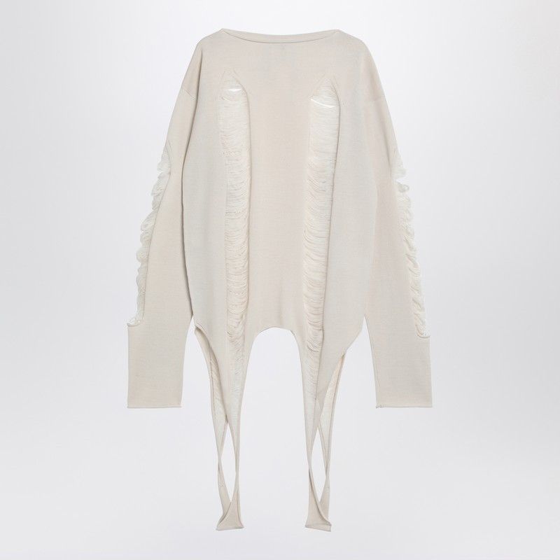 Rick Owens Rick Owens Torn Ivory Sweater In Wool Size US M / EU 48-50 / 2 - 2 Thumbnail