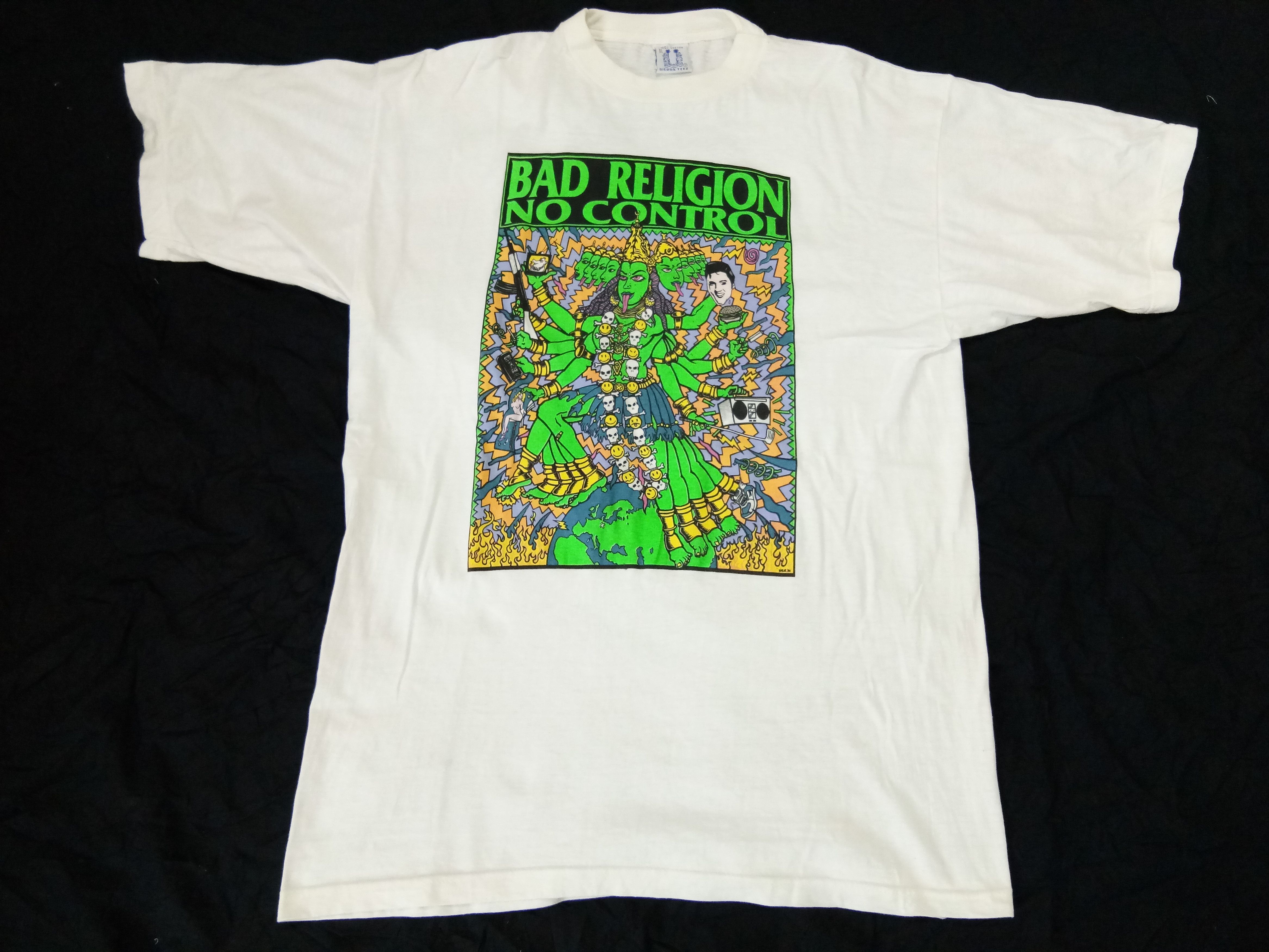 Band Tees VINTAGE 1990s BAD RELIGION NO CONTROL KALI ELVIS artwork by Frank Kozik  VINTAGE T-SHIRT .. | Grailed