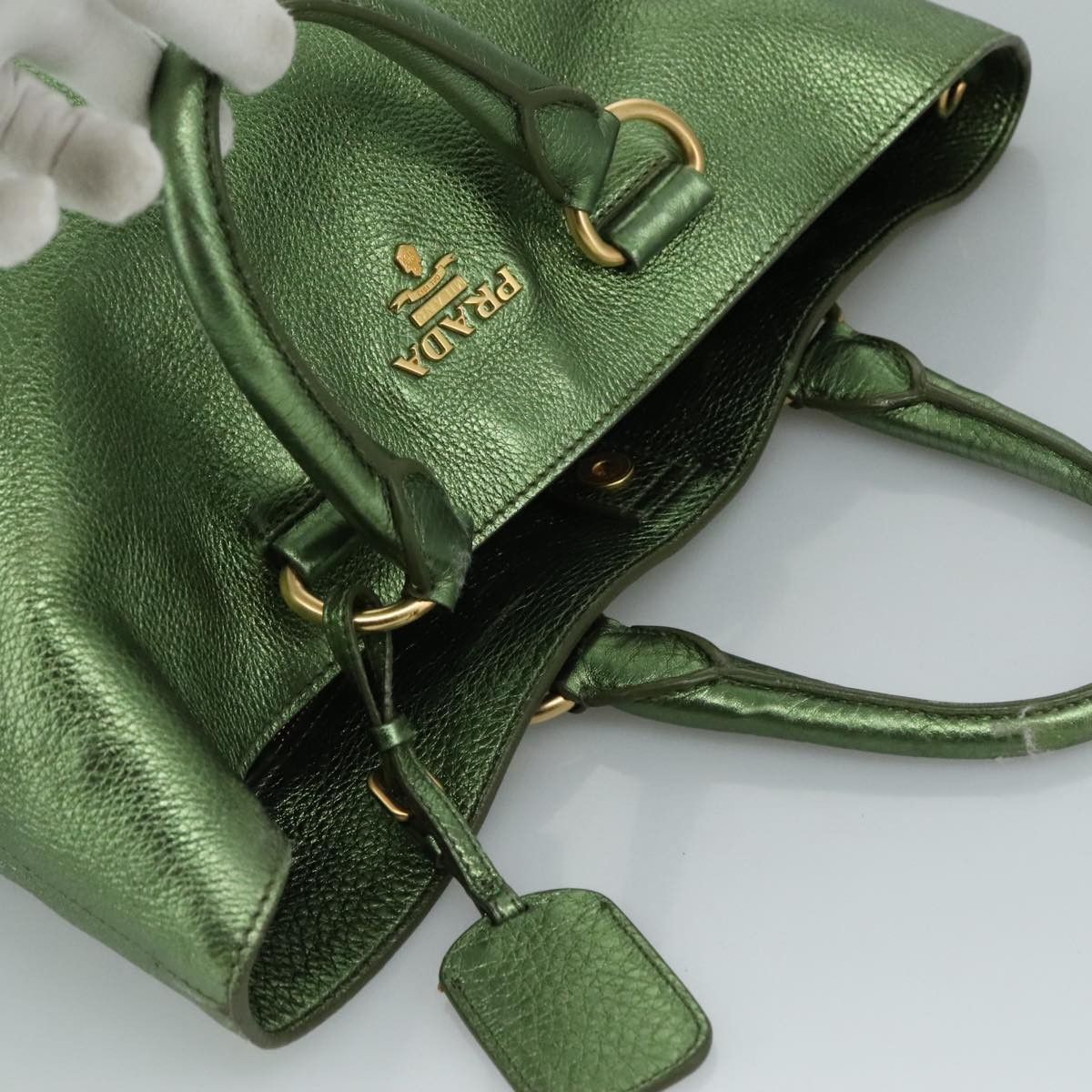 Prada Saffiano Green Leather Tote Bag (Pre-Owned) Size ONE SIZE - 5 Thumbnail