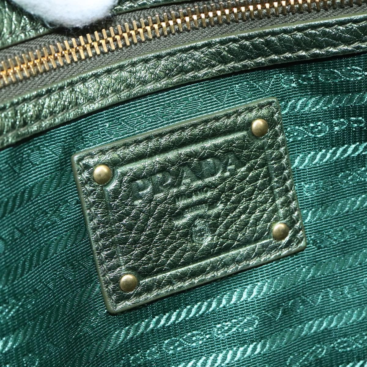 Prada Saffiano Green Leather Tote Bag (Pre-Owned) Size ONE SIZE - 15 Thumbnail